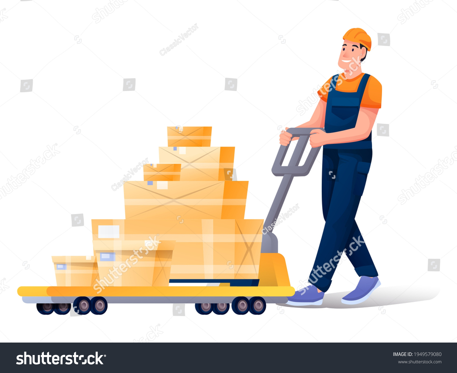 Warehouse Worker Cartoon Character Handymen Loading Stock Vector ...