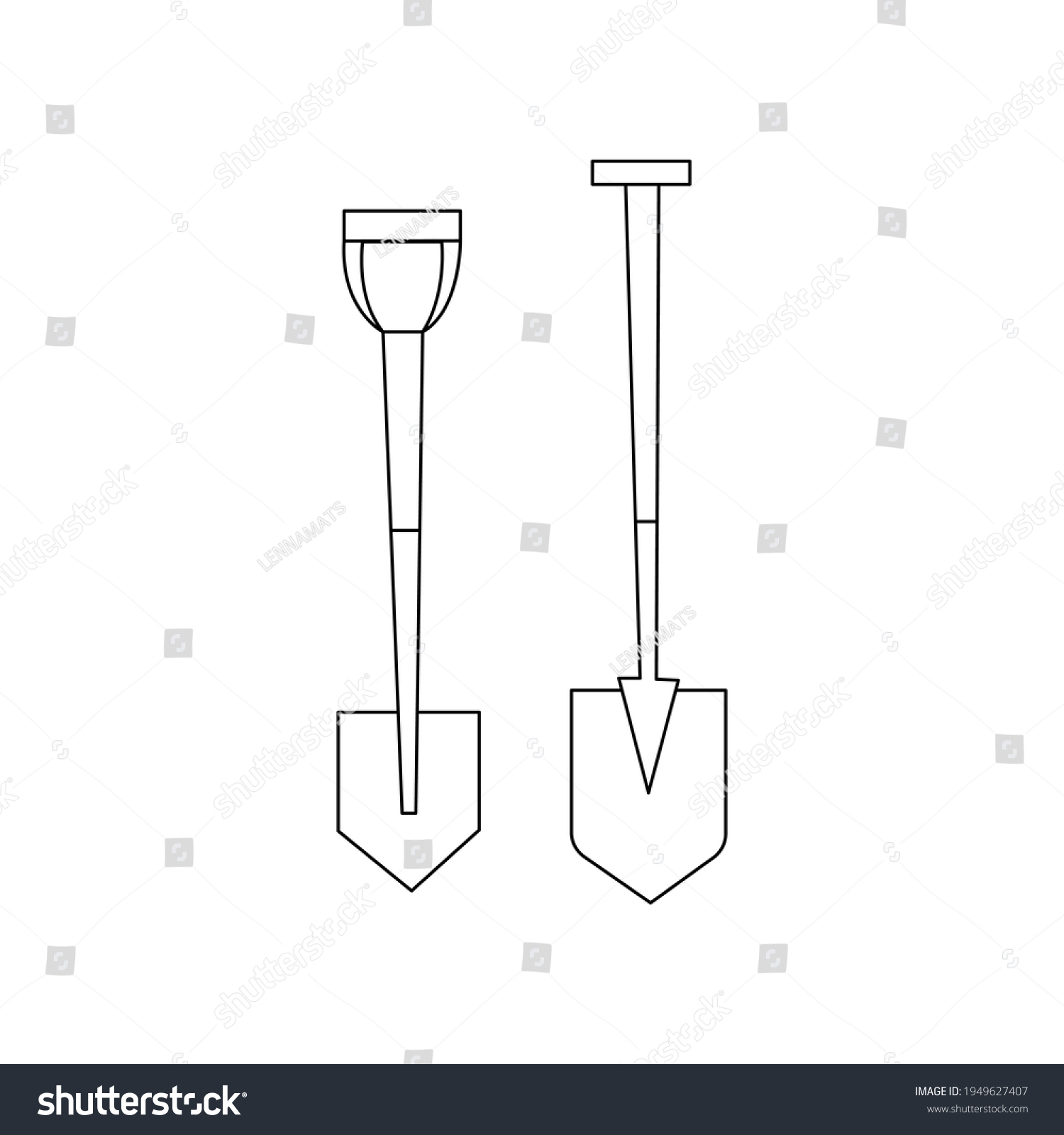 Linear Black White Shovels Icon Can Stock Vector (Royalty Free ...