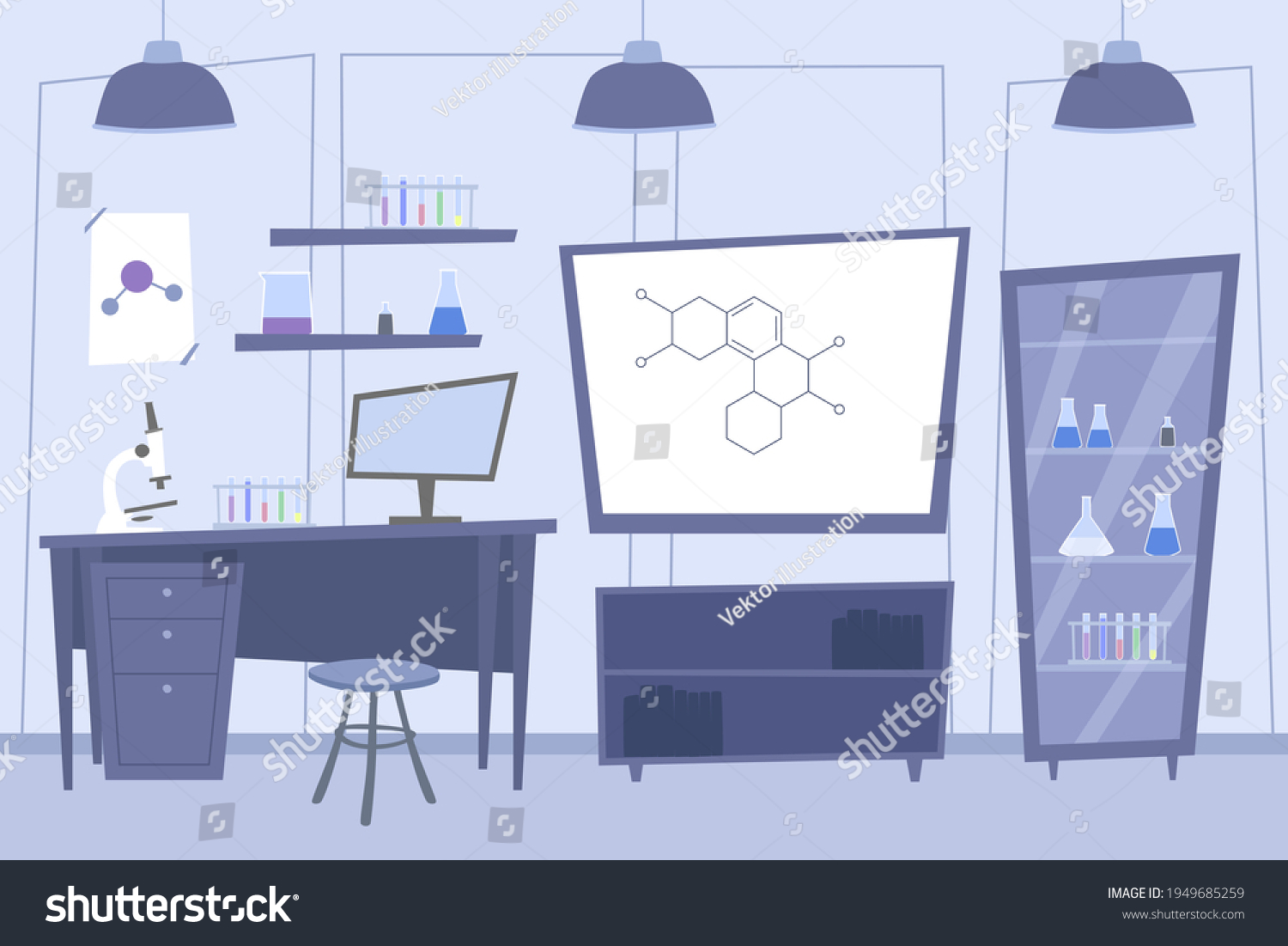 Science Chemical Laboratory Room Interior Scientific Stock Vector Royalty Free