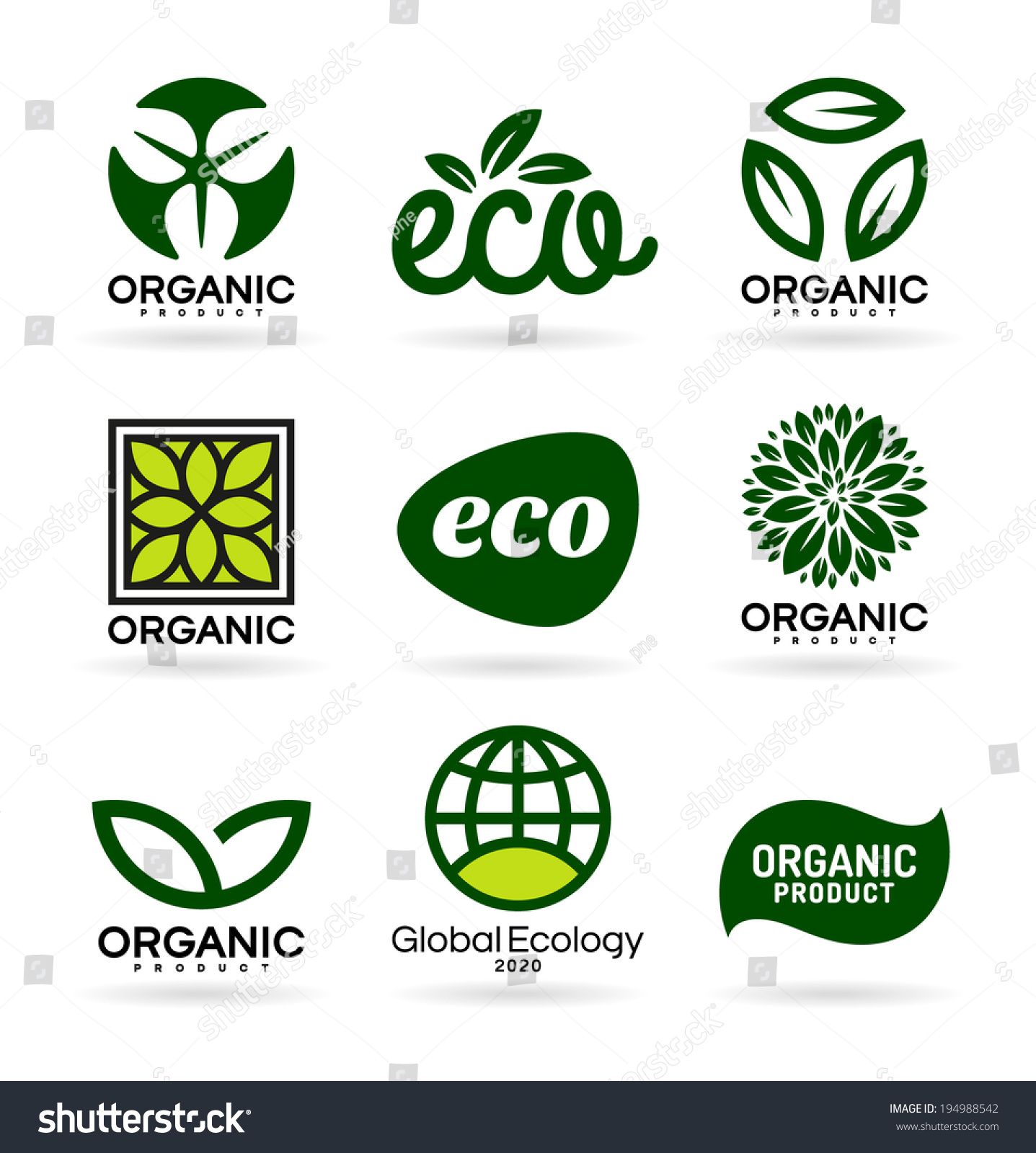 Icons Organic Products Ecology Eco Icons Stock Vector (Royalty Free ...