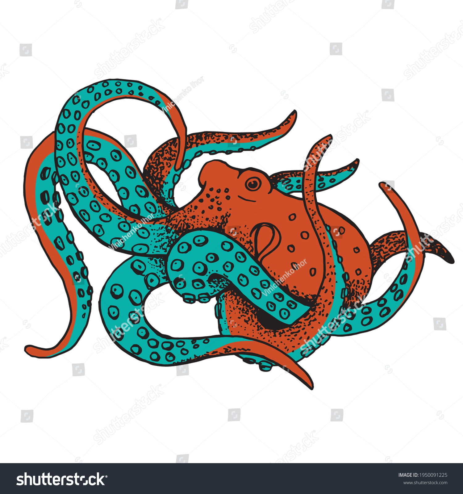 Drawing Octopus Childrens Coloring Ocean Creature Stock Vector (Royalty ...