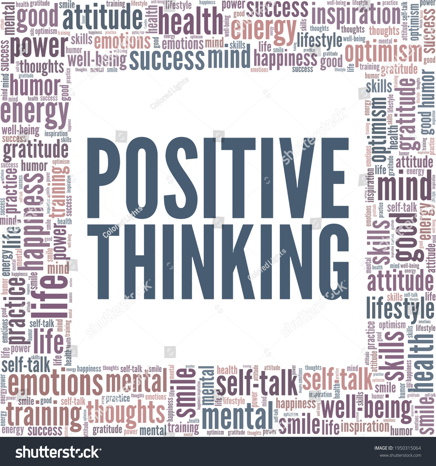 Positive Thinking Vector Illustration Word Cloud Stock Vector (Royalty ...