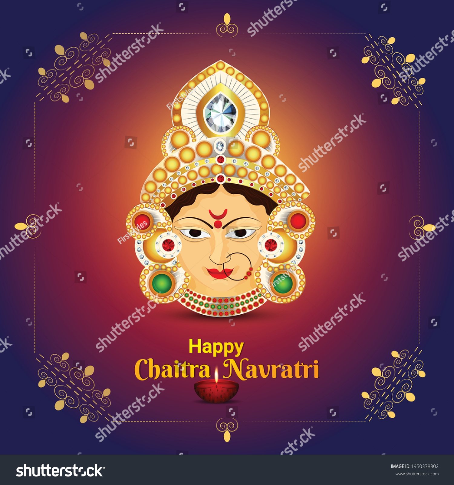 Creative Kalash Illustration Goddess Durga Happy Stock Vector (Royalty ...