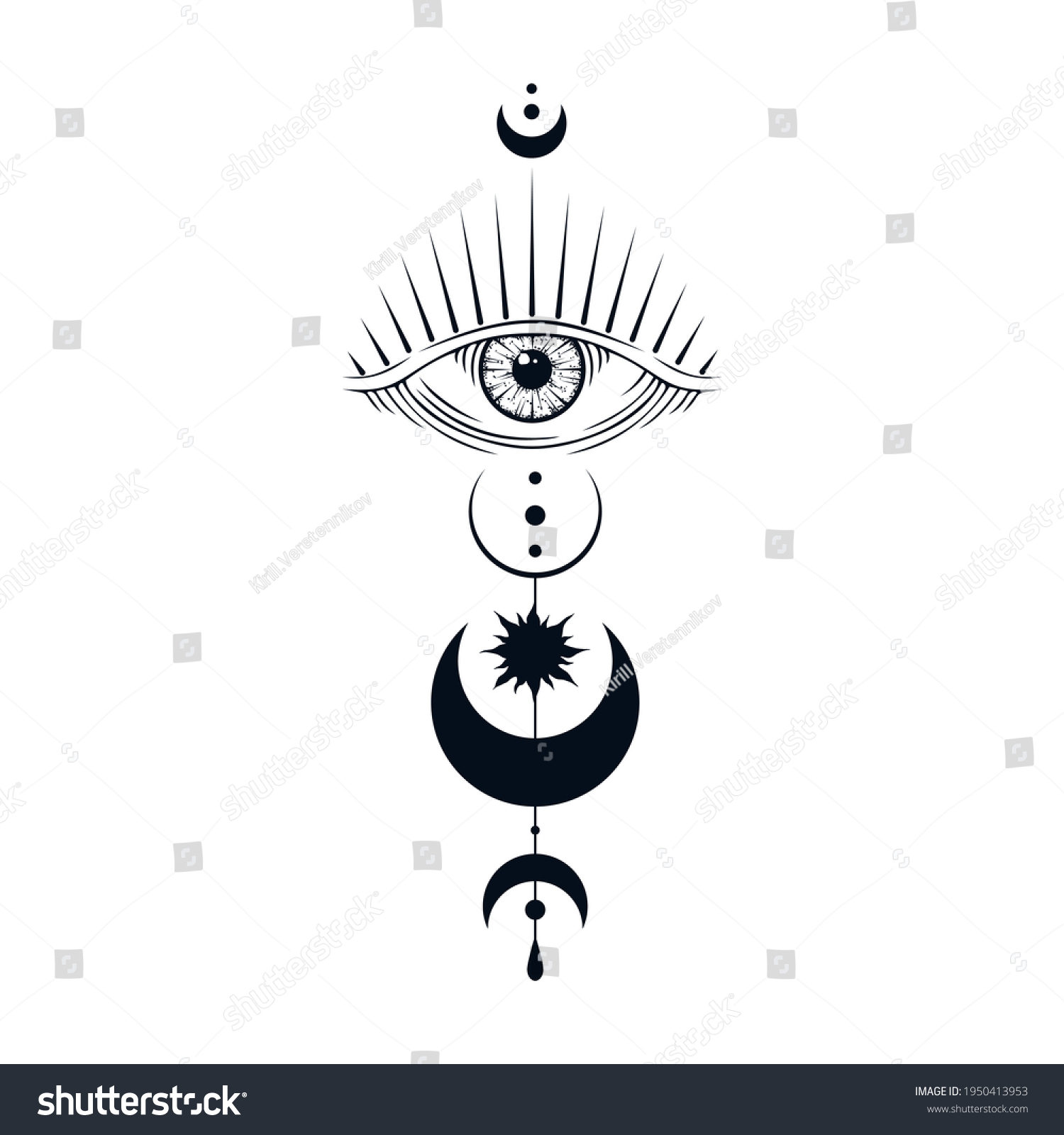 Celestial Evil Eye Illustration Mystical Moon Stock Vector (Royalty ...