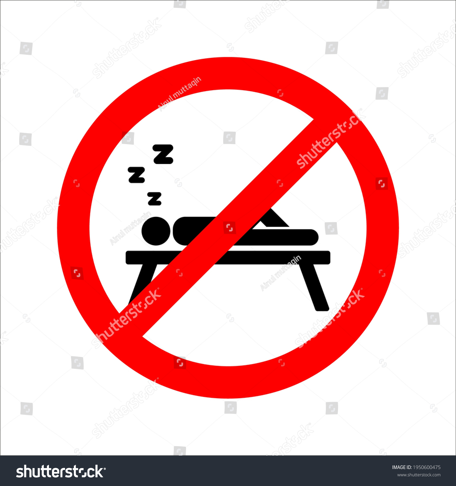 No Sleeping Sign Icon On White Stock Vector (Royalty Free) 1950600475 ...