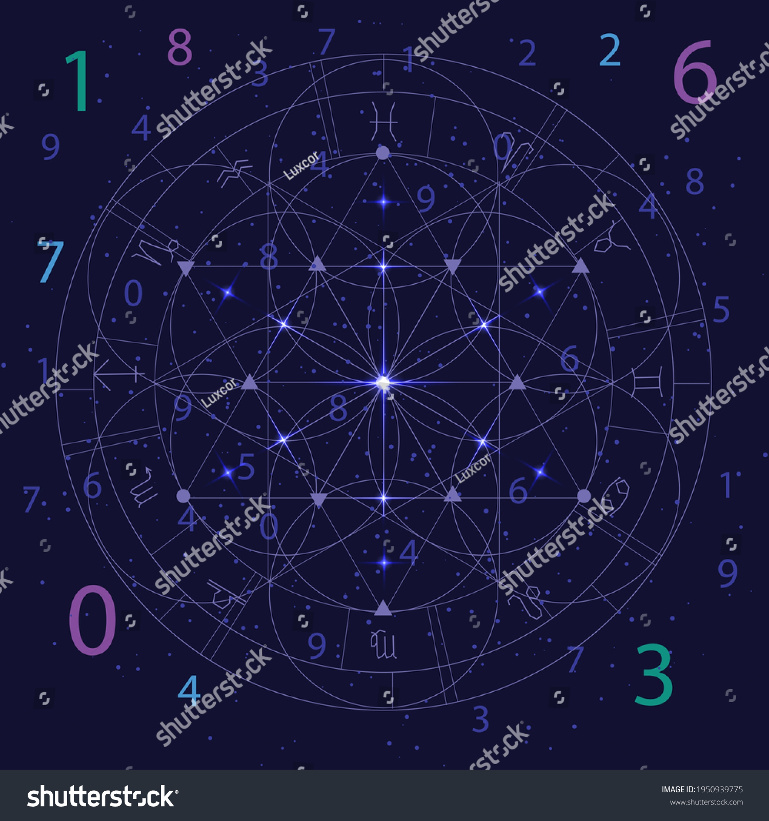 Astrology Numerology Concept Zodiac Signs Numbers Stock Vector (Royalty ...