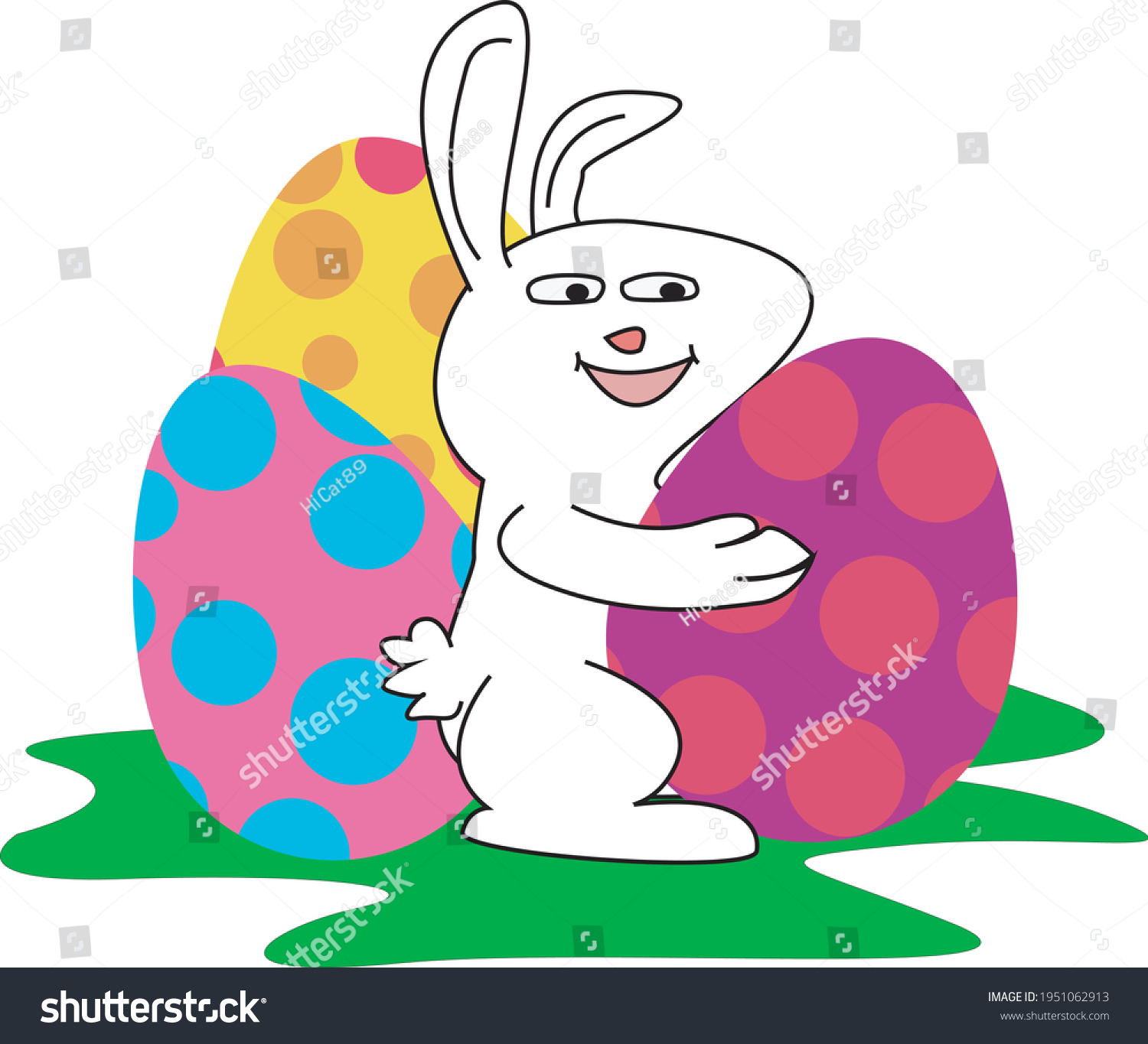 Easter Bunny Colorful Easter Eggs Cartoon Stock Vector (Royalty Free ...