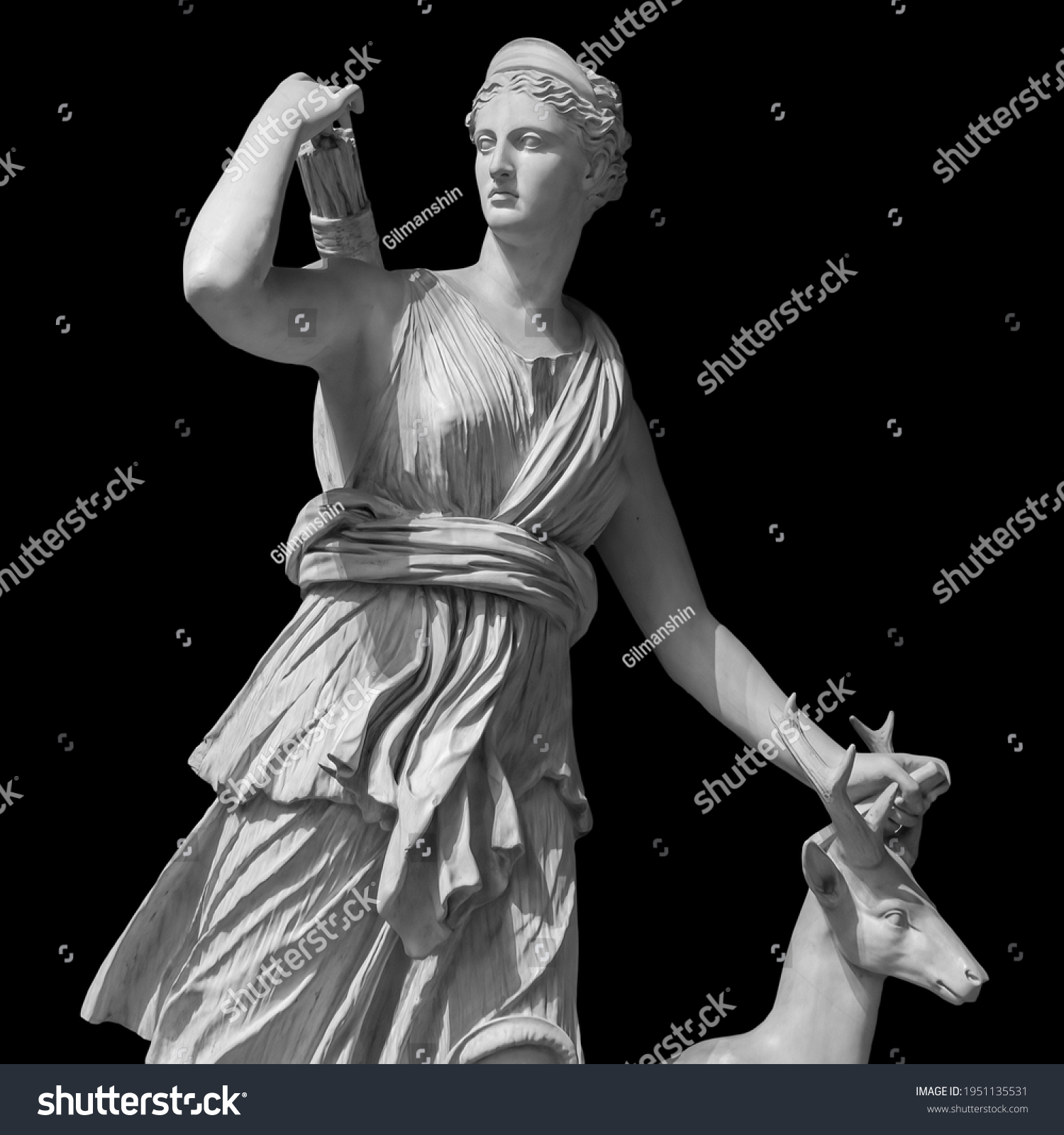 Ancient Sculpture Diana Artemis Goddess Moon Stock Photo 1951135531 ...