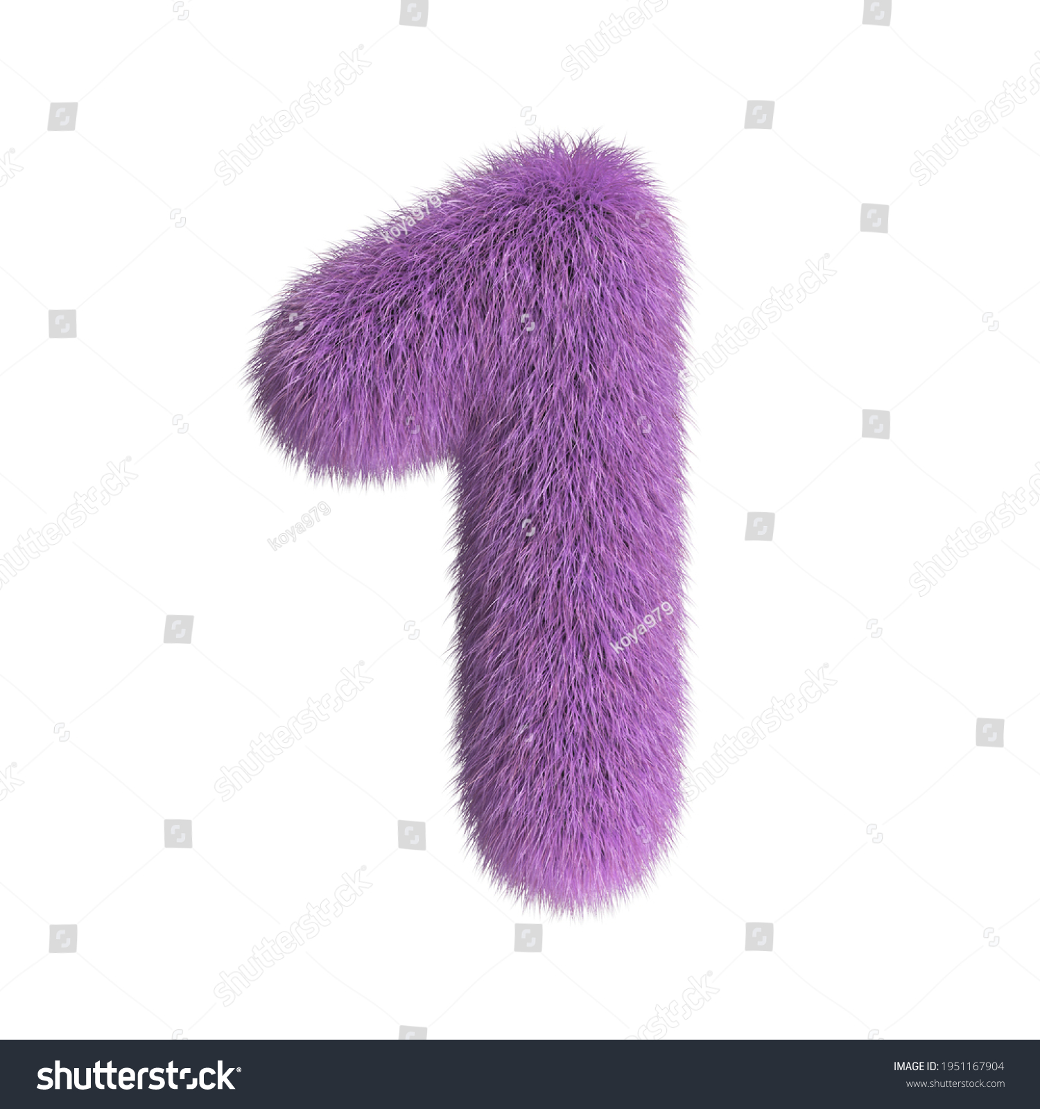 Hairy Font Furry Alphabet 3d Rendering ภาพประกอบสต็อก 1951167904