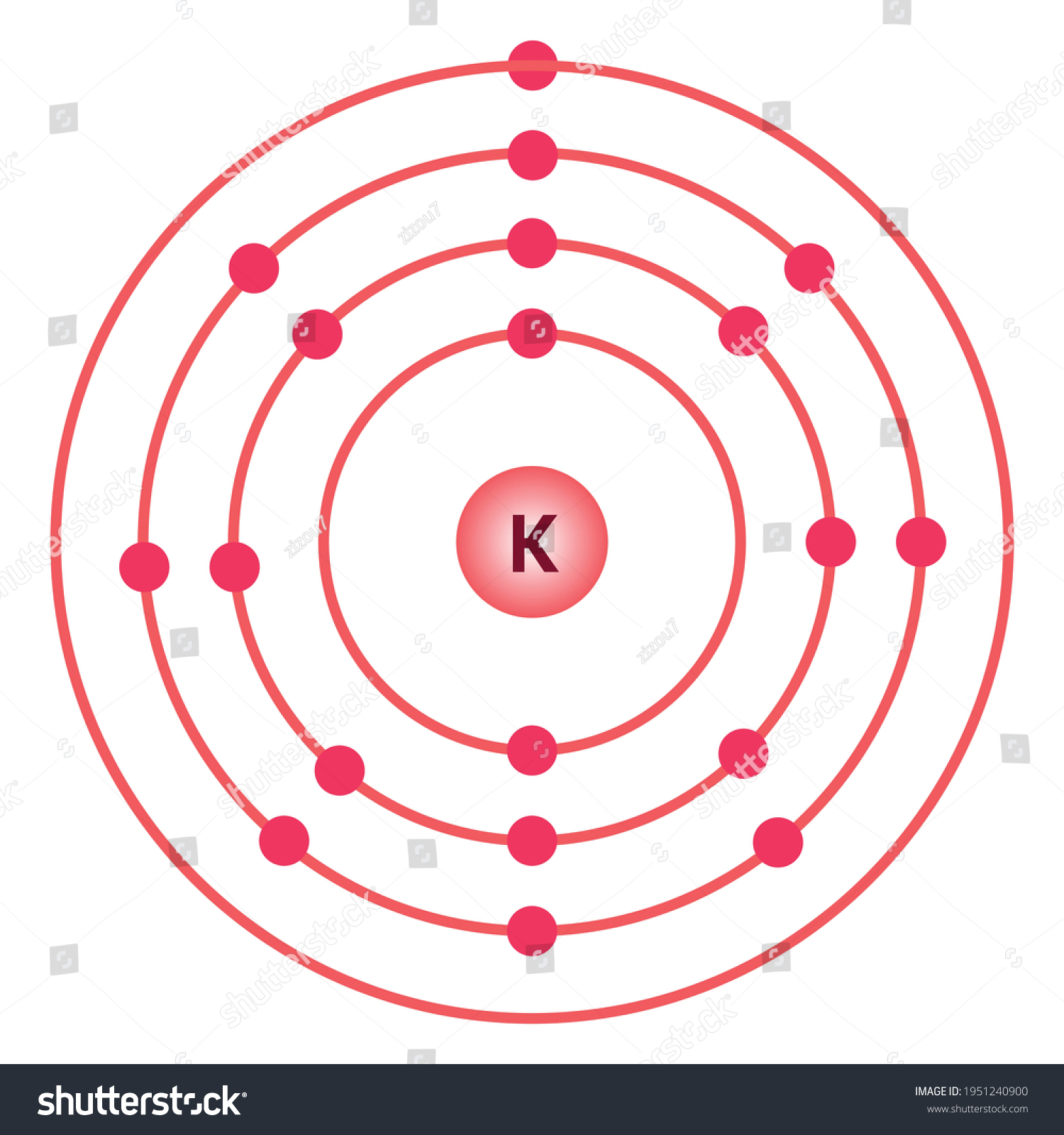 Vektor Stok Bohr Model Potassium Atom Electron Structure Tanpa Royalti 1951240900 Shutterstock