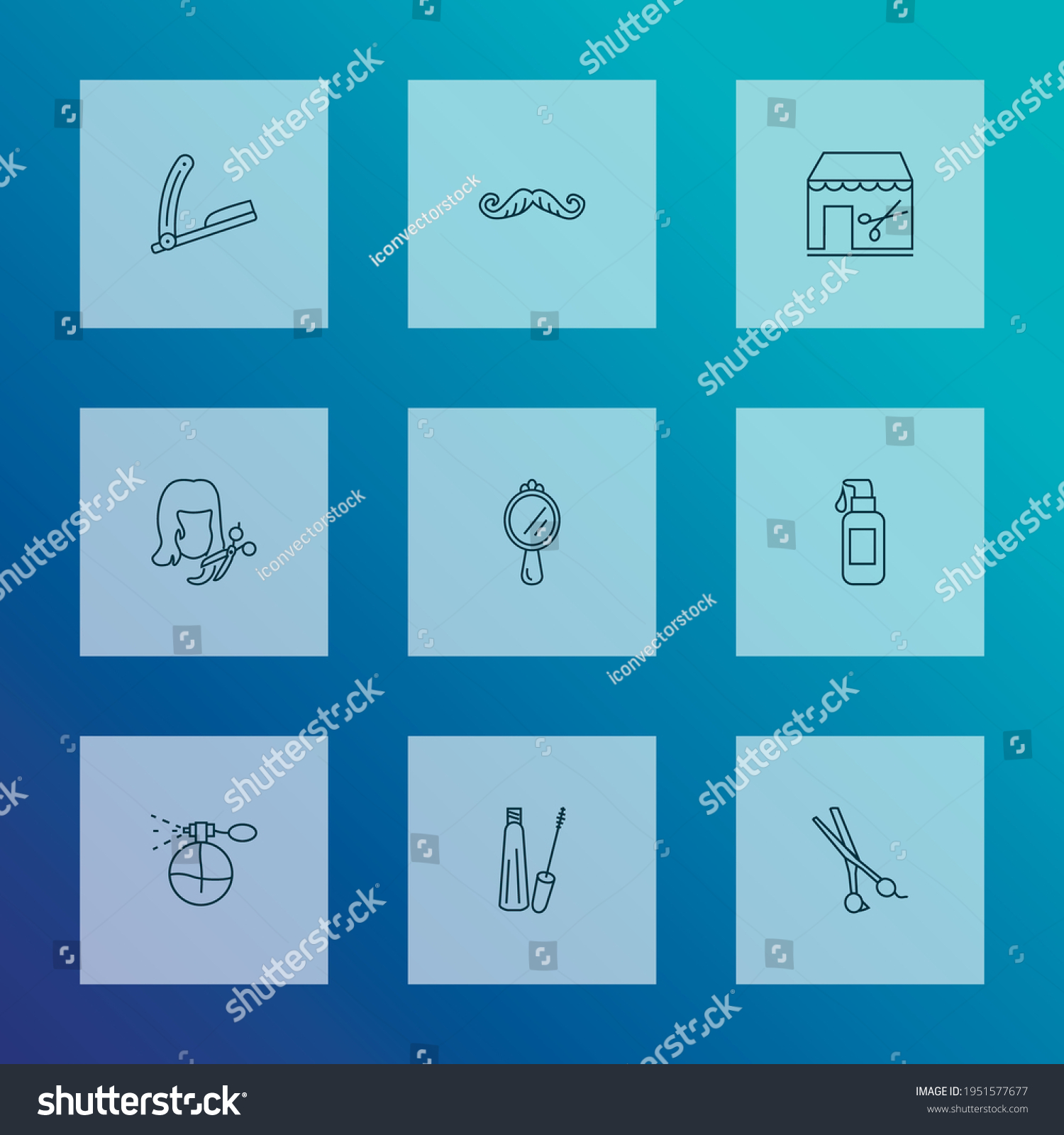 Hairdresser Icons Line Style Set Hand Stock Vector Royalty Free 1951577677 Shutterstock 2816