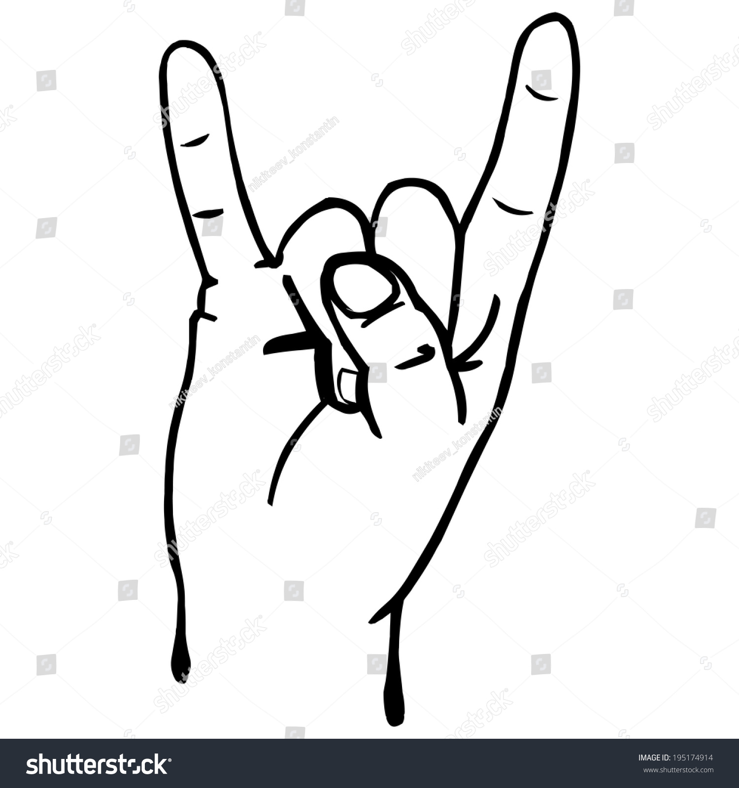 Vector Line Art Rock Gesture Stock Vector (Royalty Free) 195174914 ...