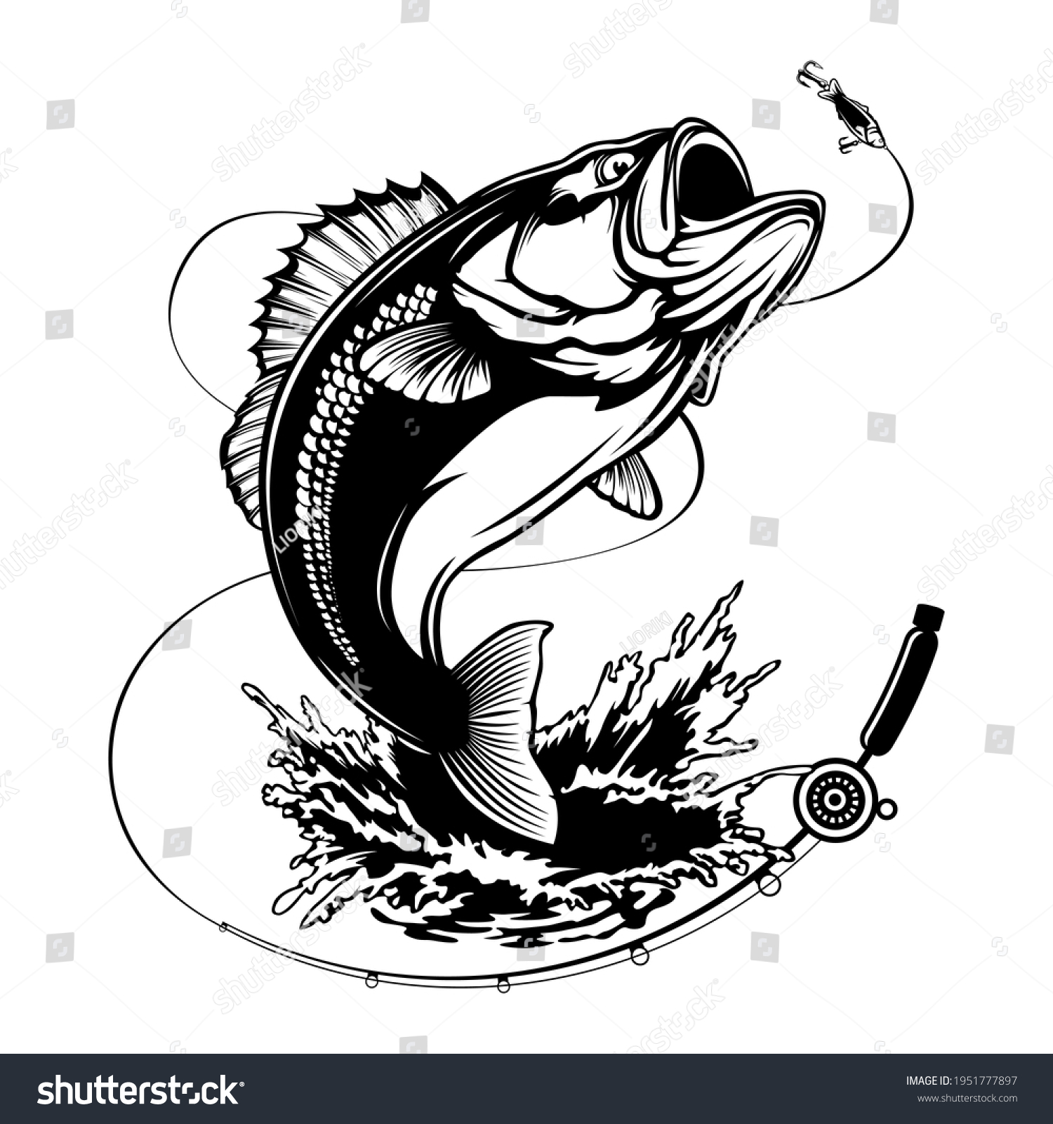 Fishing Bass Logo Bass Fish Rod Stock Illustration 1951777897 ...