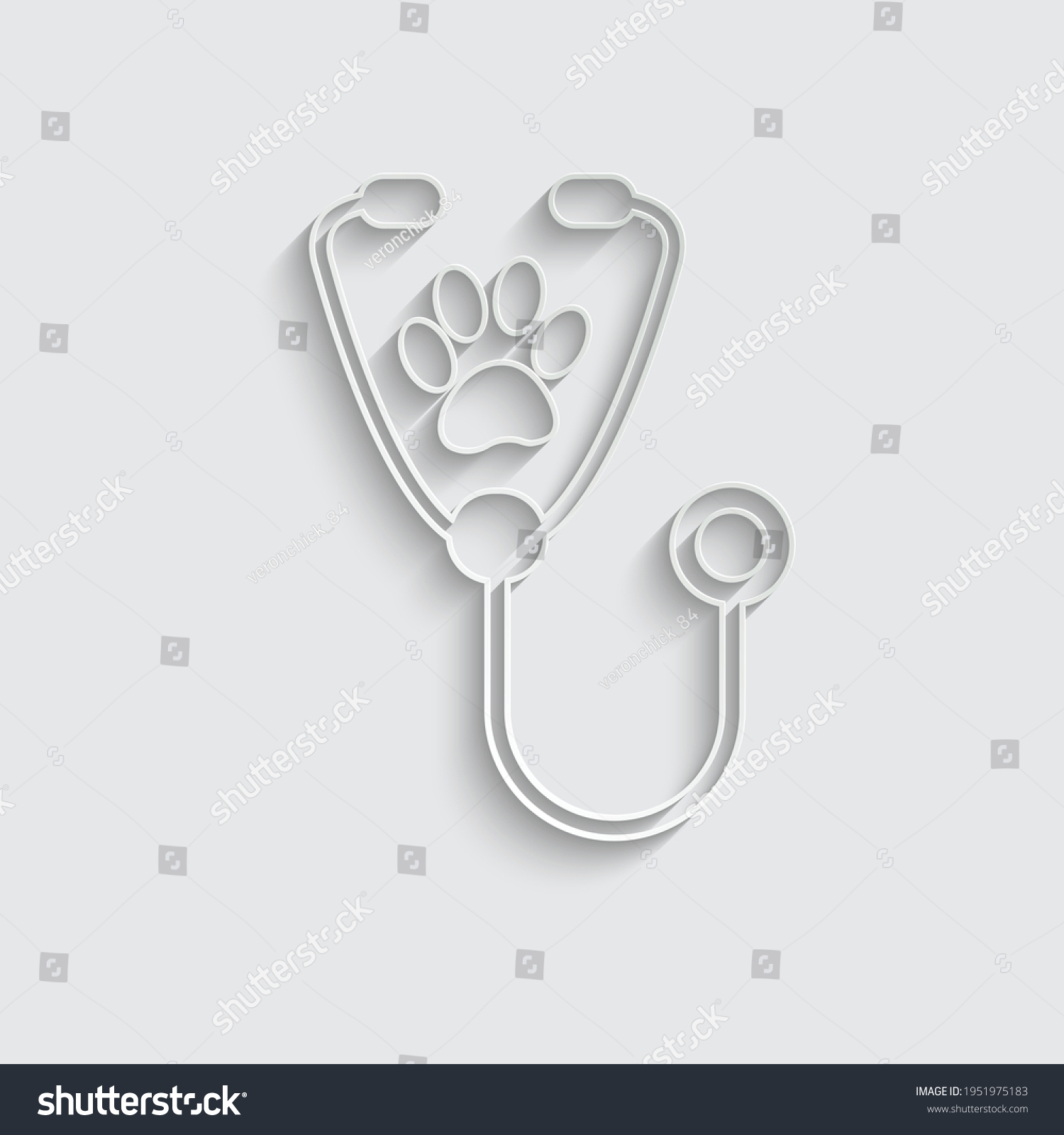 Paper Stethoscope Cat Dog Footprint Vector Stock Vector (royalty Free 