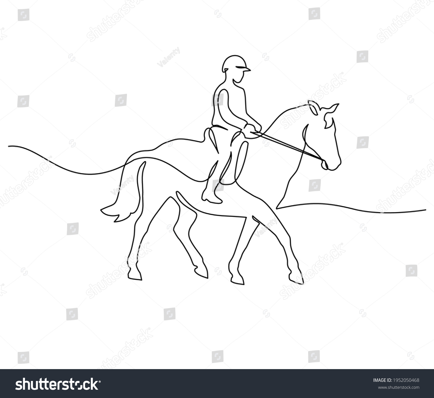 Horse Rider On Horseback Logo Continuous Stock Vector (royalty Free 