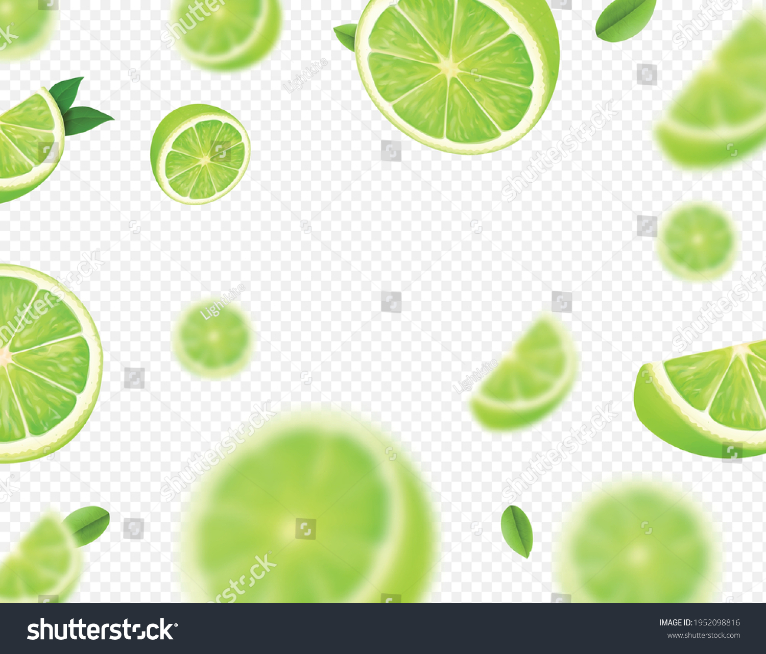 Falling Lime Fruit Green Slices Realistic Stock Vector (Royalty Free ...