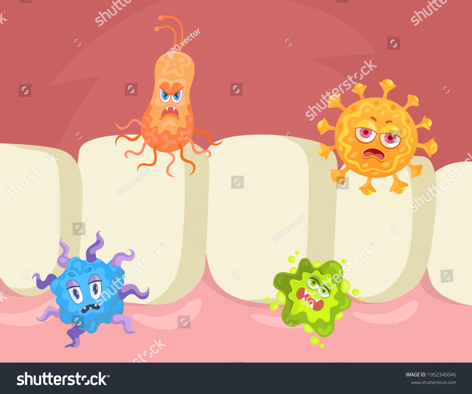 Cartoon Angry Virus Bacteria Characters On Stock Vector (Royalty Free ...