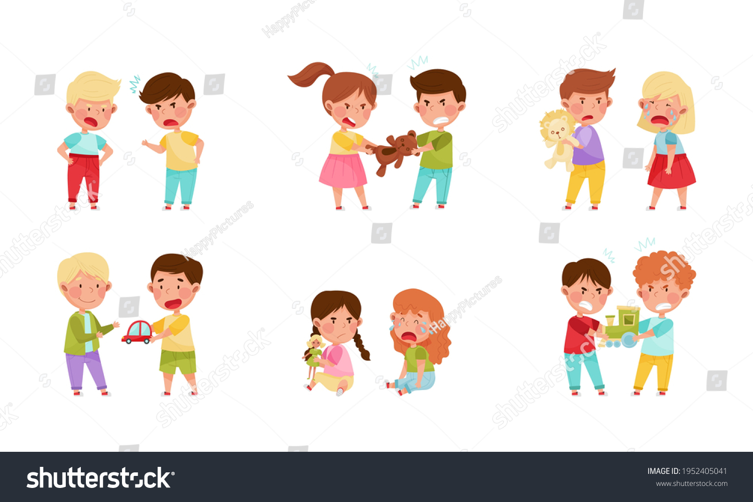 Hostile Kids Angry Grimace Fighting Over Stock Vector (Royalty Free ...