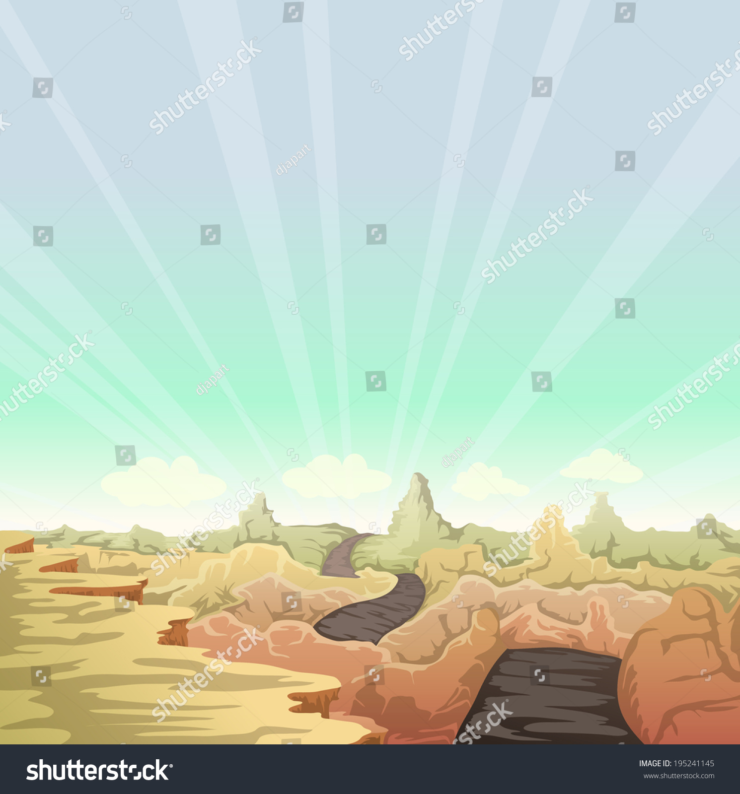 Desert Landscape Cartoon Illustration Road Stock Vector (Royalty Free ...