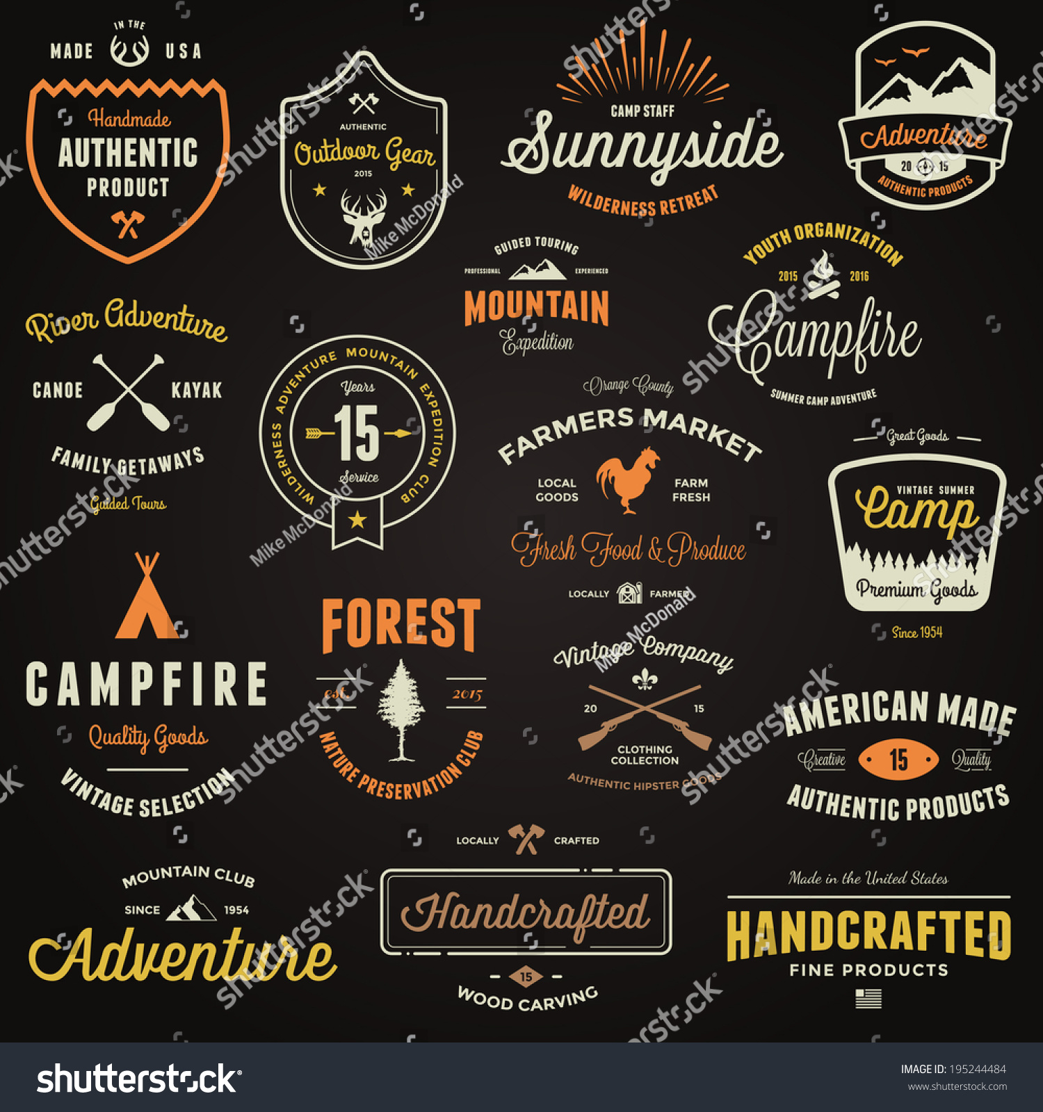 Set Retro Vintage Badges Label Logo Stock Vector (Royalty Free ...