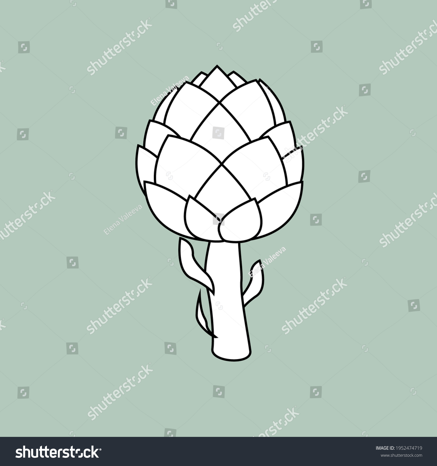 Artichoke Plant Line Drawing Vector Black Stock Vector (Royalty Free ...