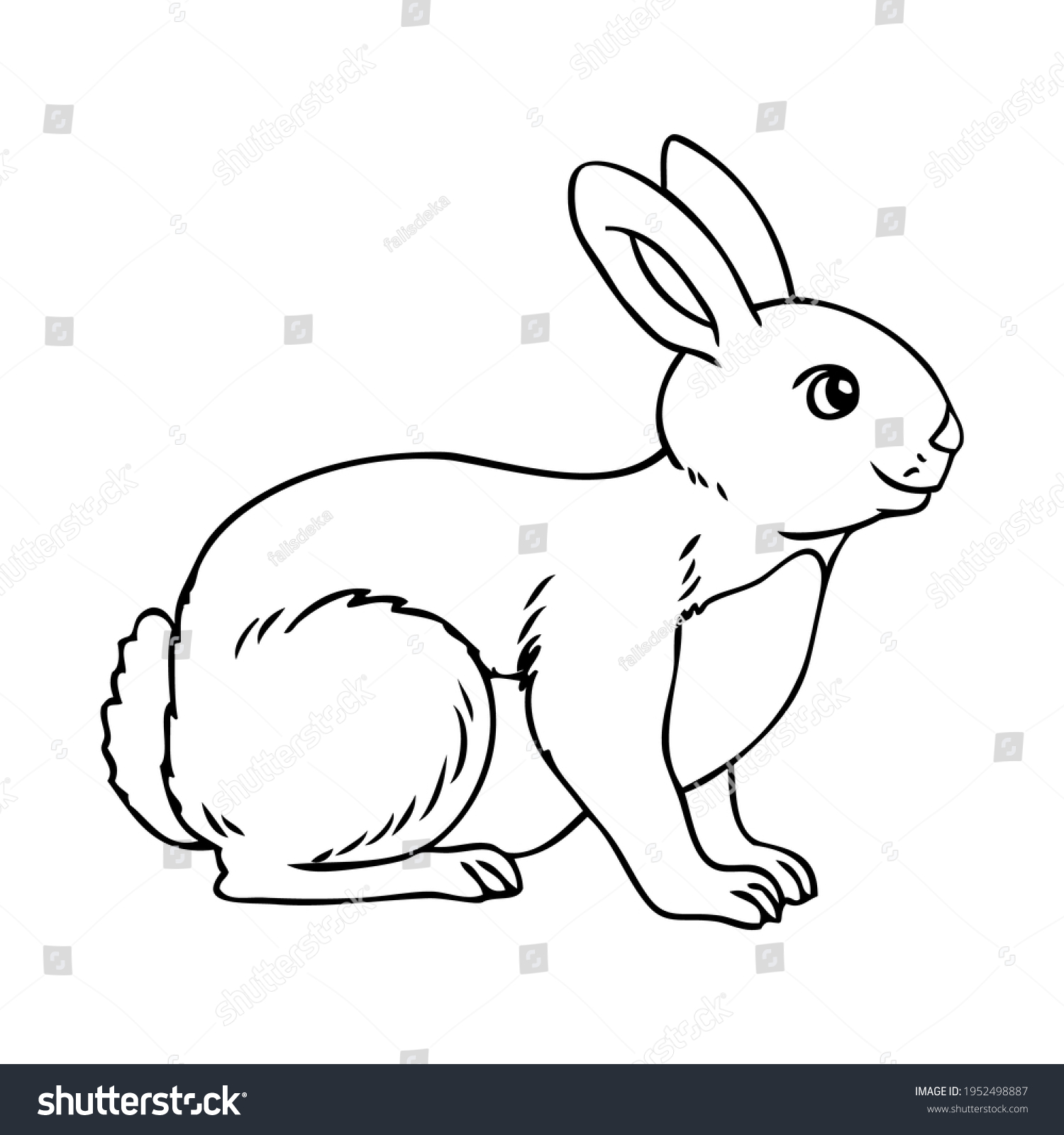 Rabbit Line Vector Illustration Isolated On Stock Vector (Royalty Free ...