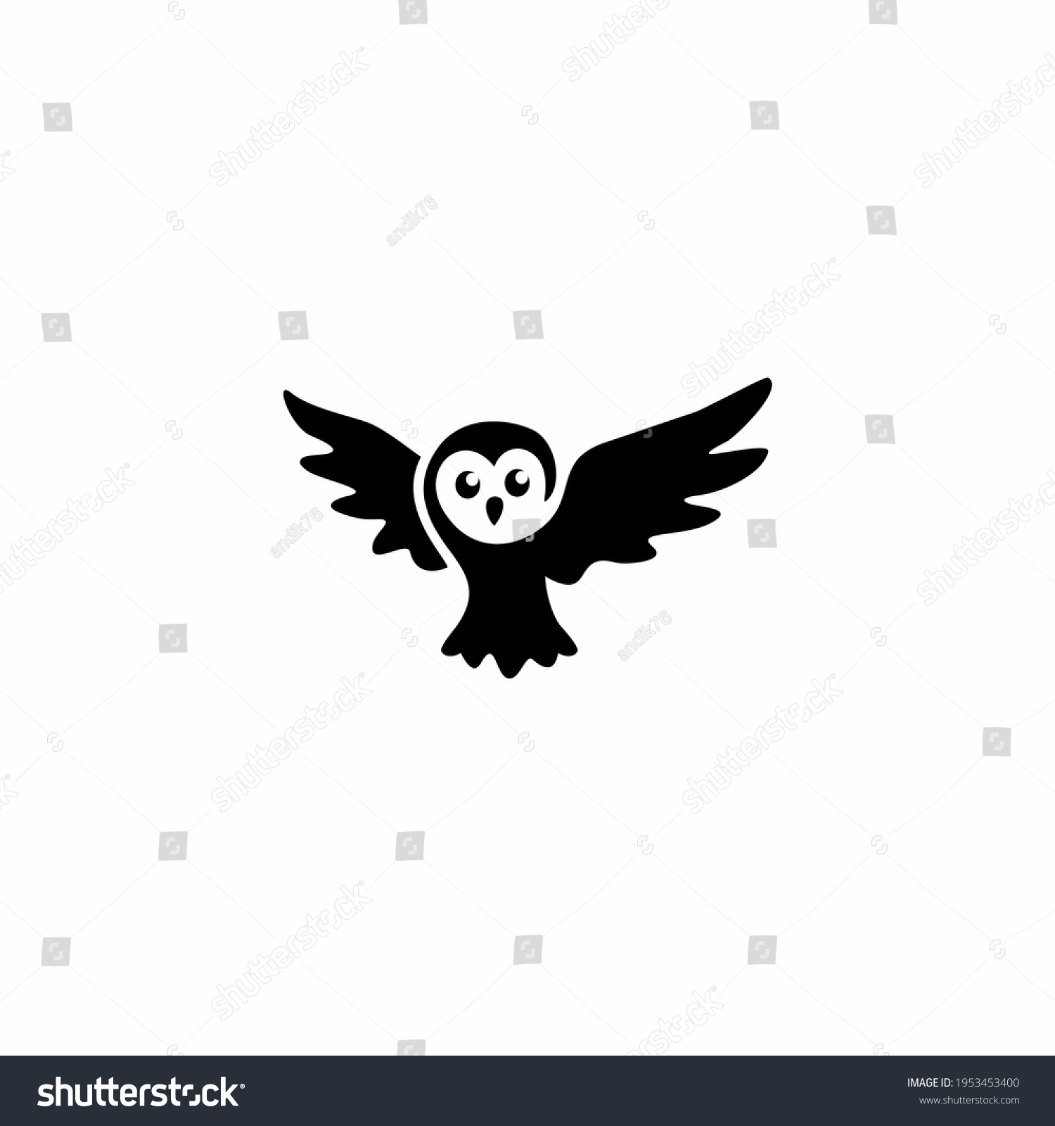 Cute Flying Owl Cartoon Logo Vector Stock Vector (Royalty Free ...