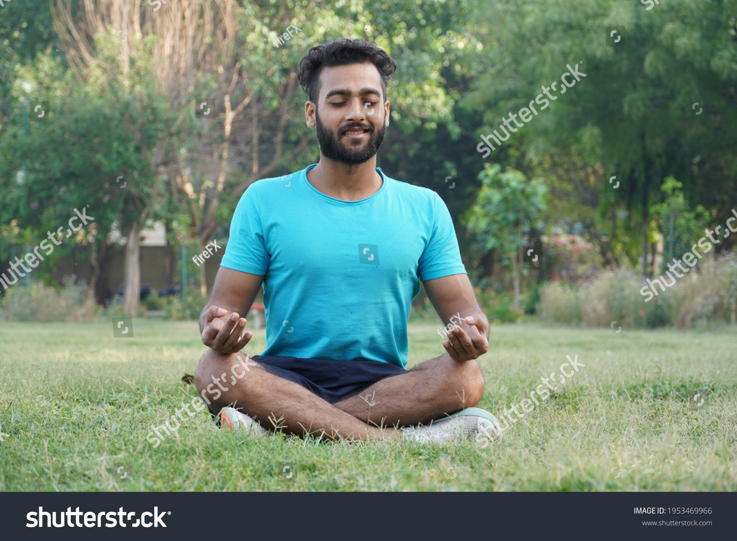 Attractive Asian Man Sitting Meditation Pose Stock Photo 1953469966 ...