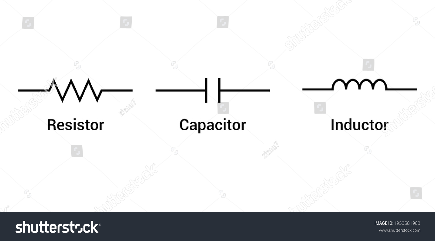Resistors Capacitors Inductors Symbols Passive Circuit เวกเตอรสตอก ปลอดคาลขสทธ