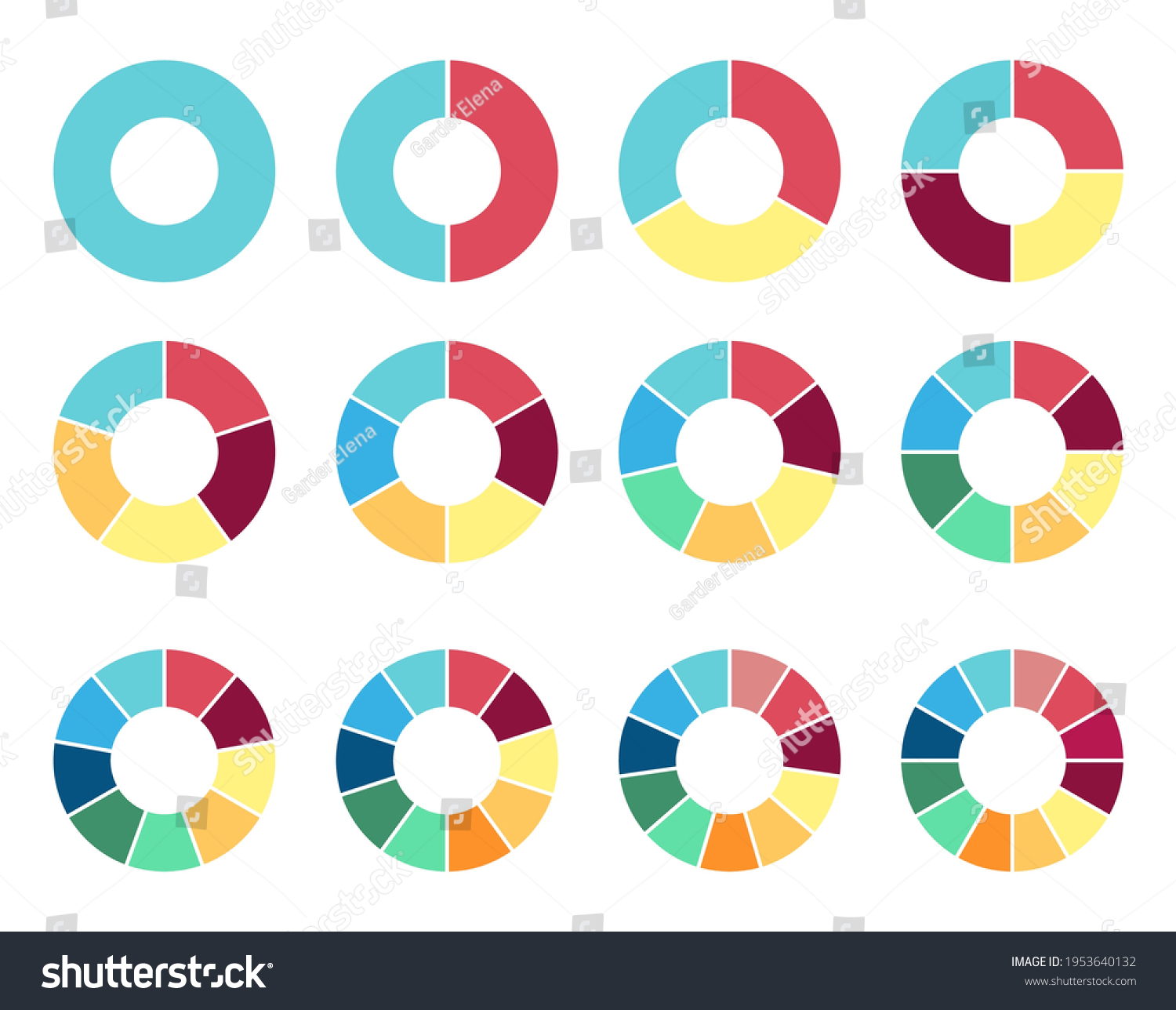 Circle Pie Chart 2345678910 11 12 Stock Vector Royalty Free 1953640132 Shutterstock 0450