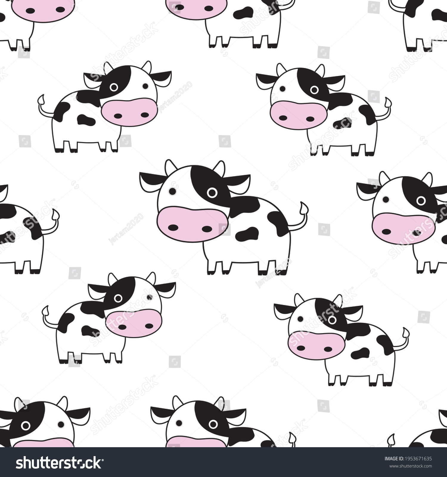 Vector Smiling Standing Cow Pattern On Stock Vector (Royalty Free ...