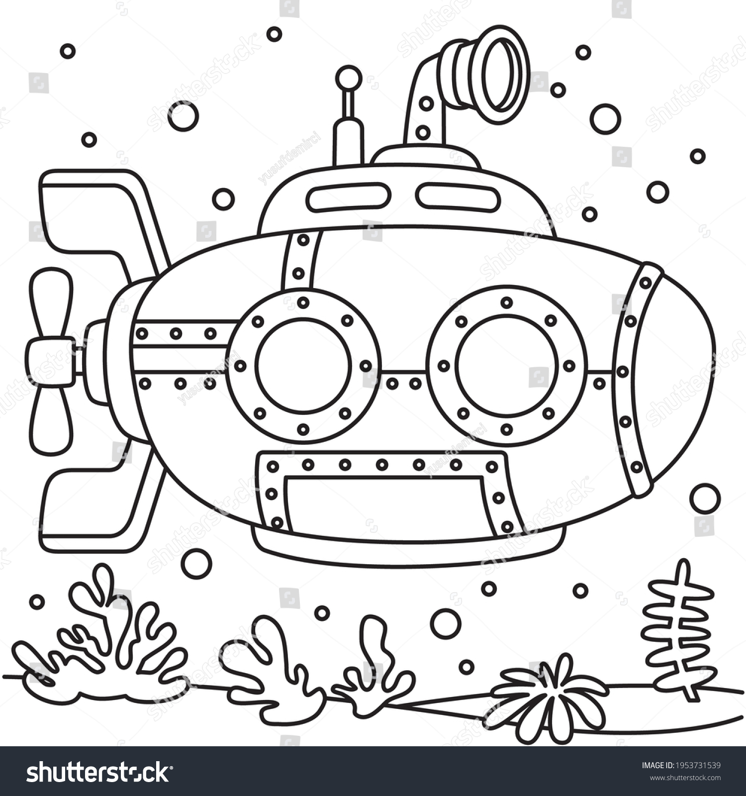 Подводная лодка рисунок раскраска