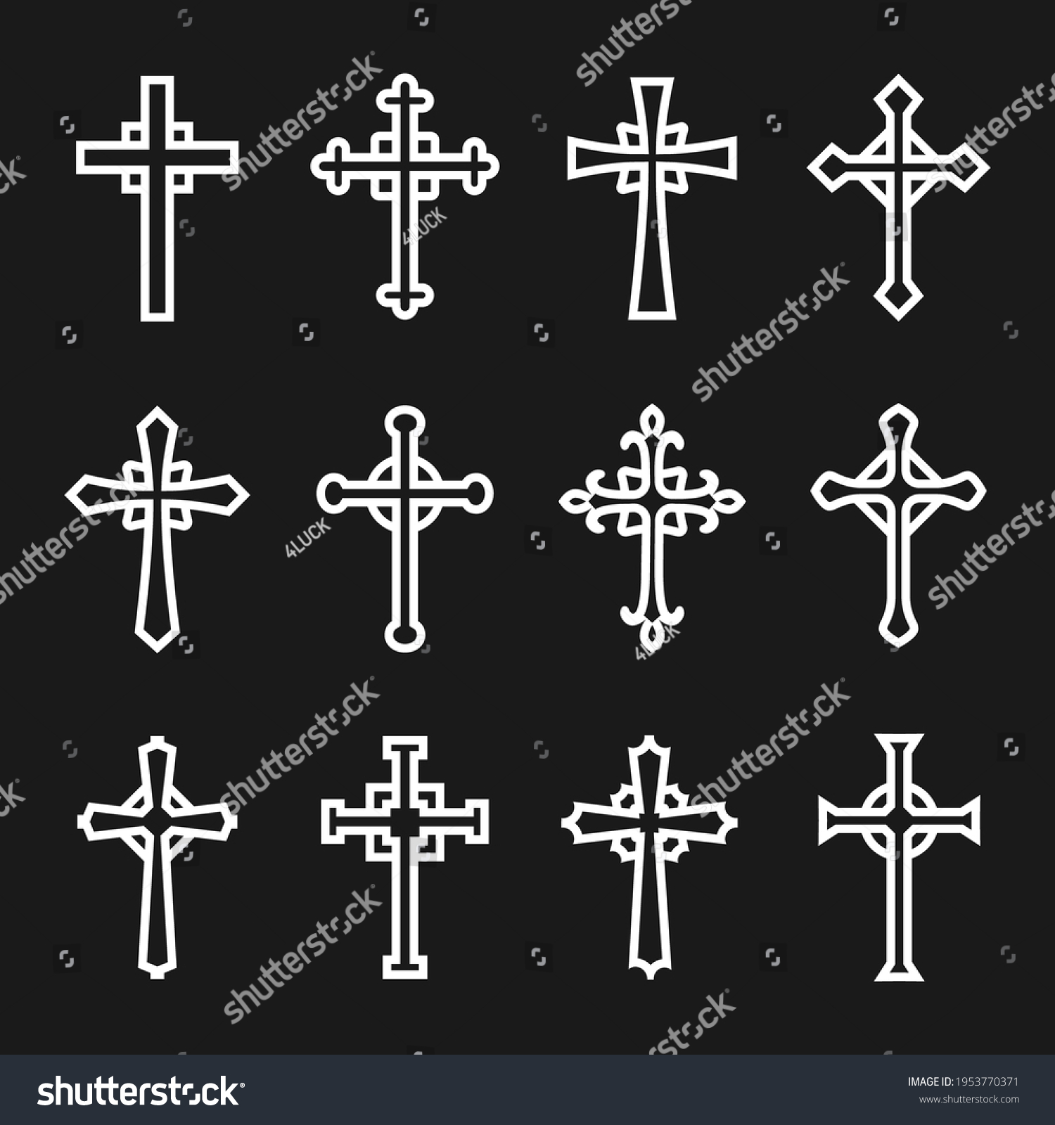 Set White Christian Cross Symbol Vector Stock Vector (Royalty Free ...