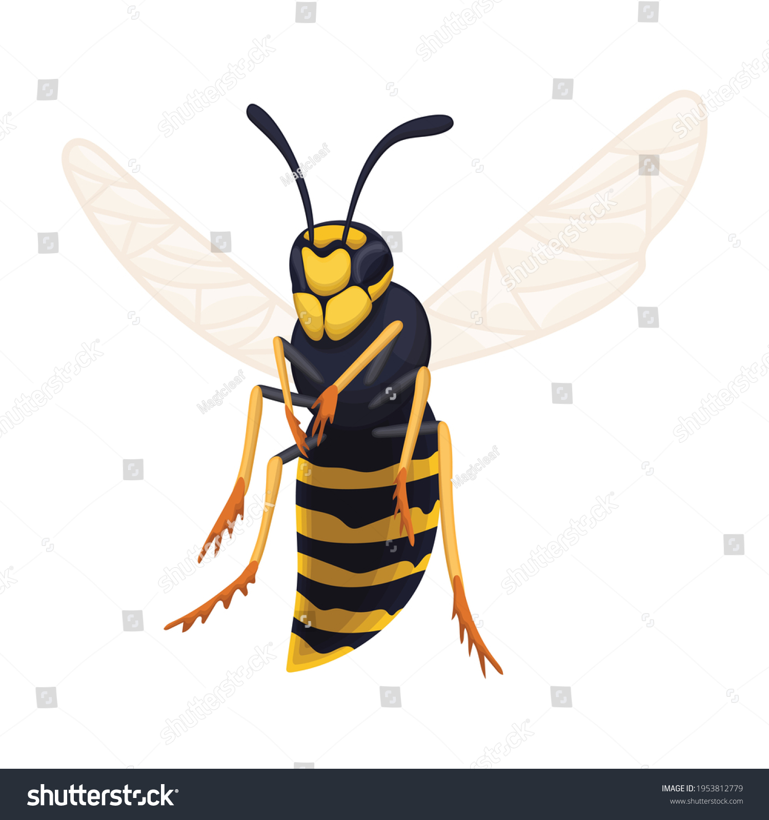 Wasp Vector Cartoon Icon Vector Illustration Stock Vector (Royalty Free ...