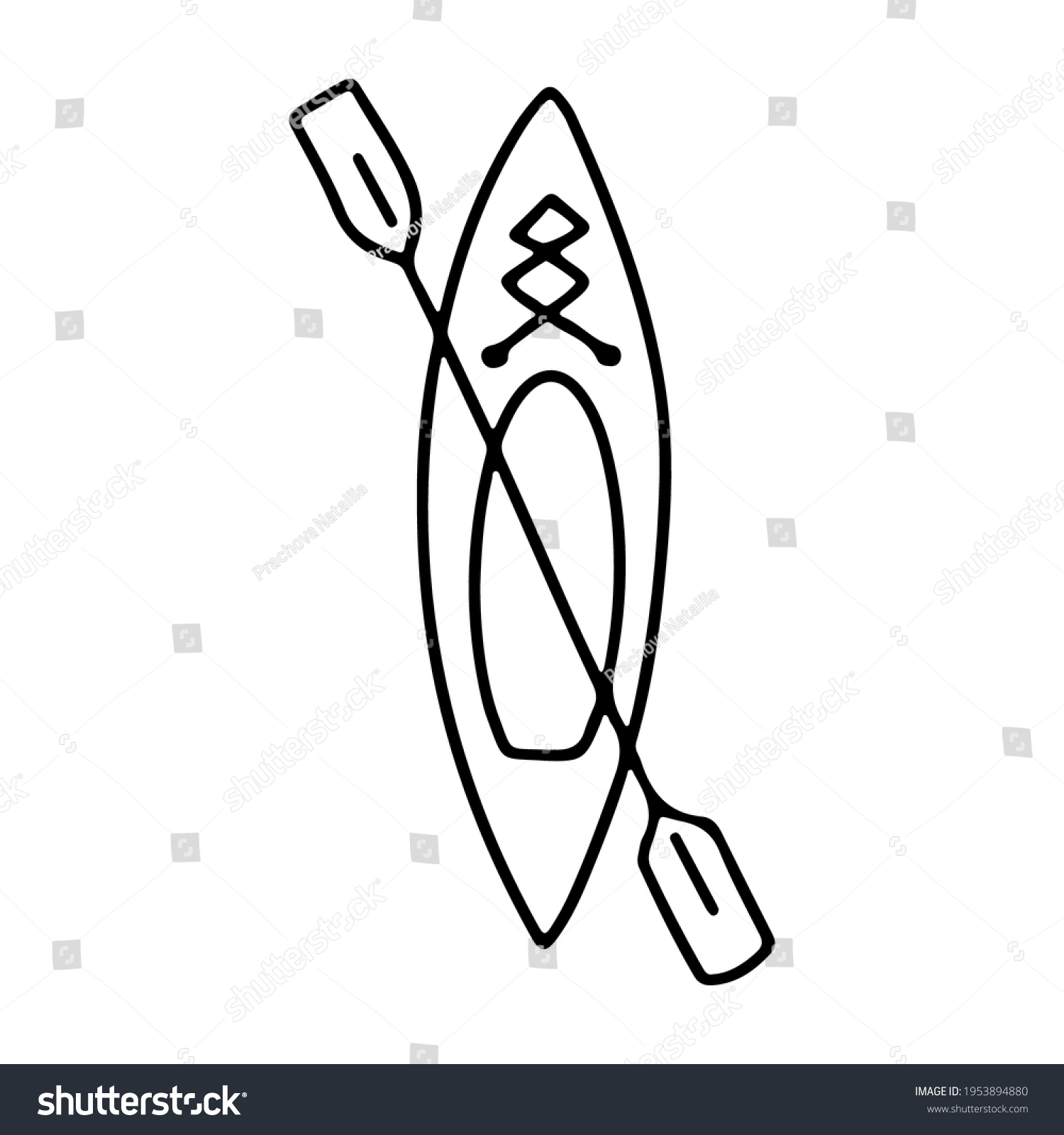 Kayak Paddle Isolated O White Background Stock Vector (Royalty Free ...