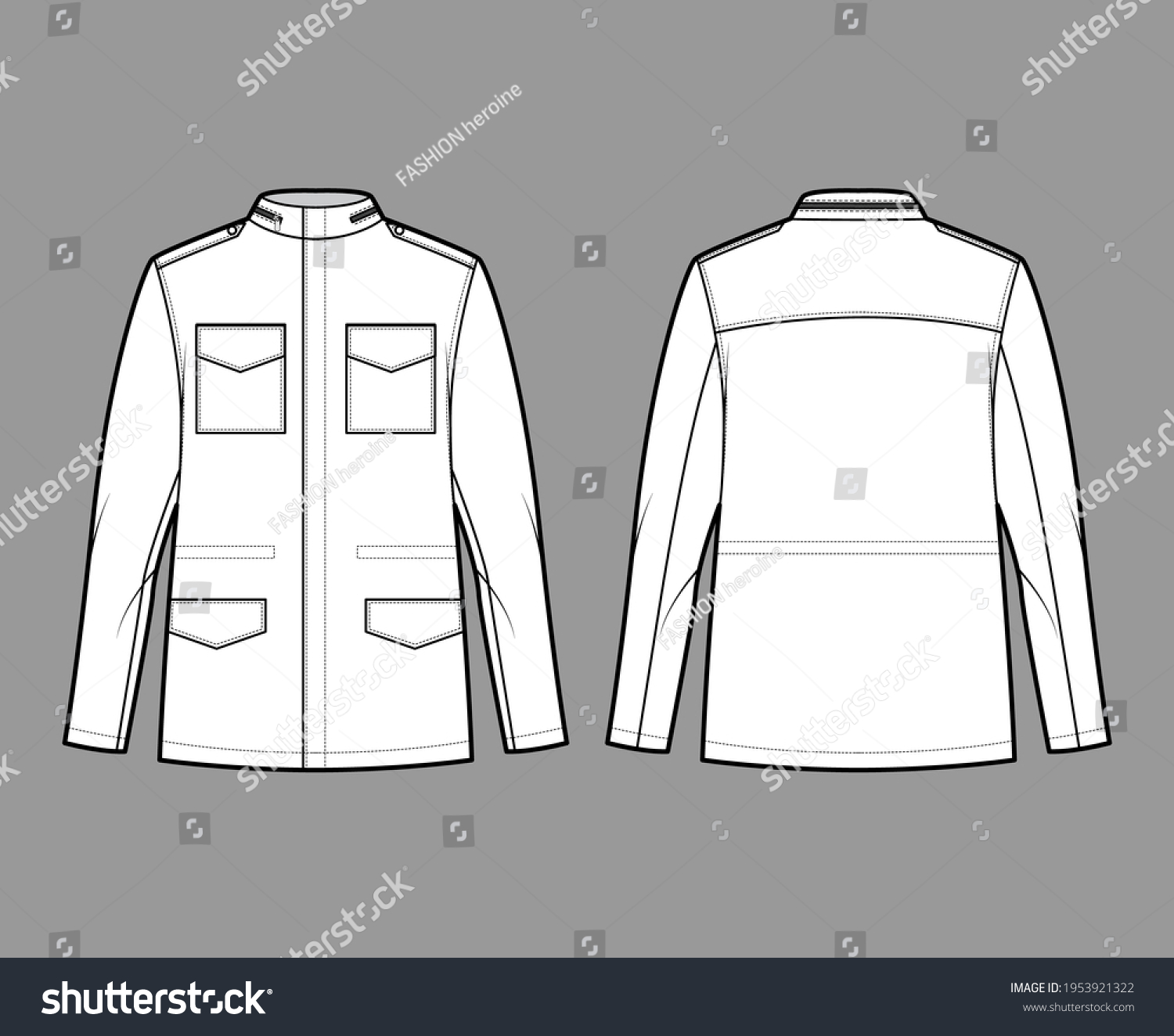 M65 Field Jacket Technical Fashion Illustration Stock Vector (Royalty ...