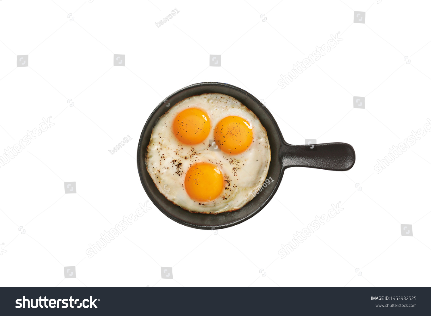 Fried Sunny Side Eggs Black Pan Stock Photo 1953982525 | Shutterstock