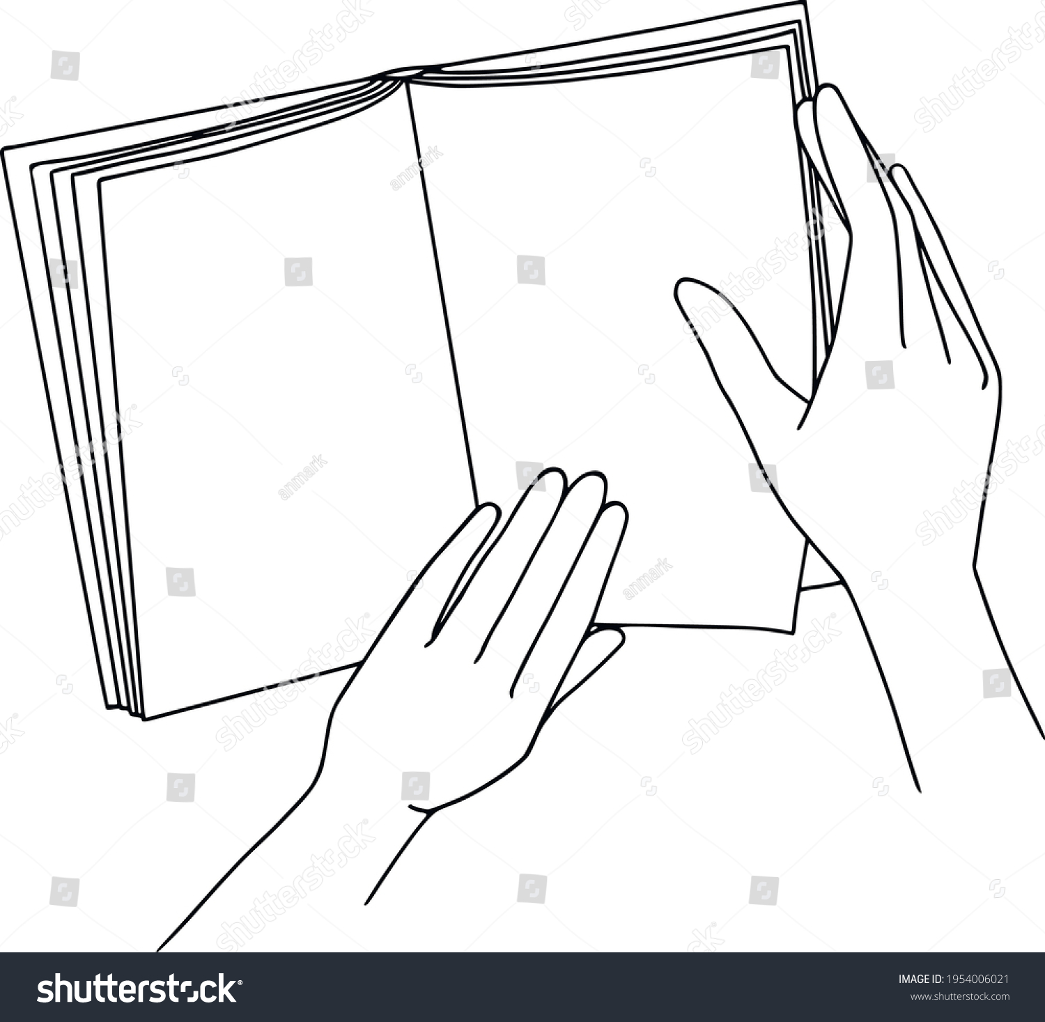 Hands Holding Book Bookish Line Art Stock Vector (Royalty Free ...