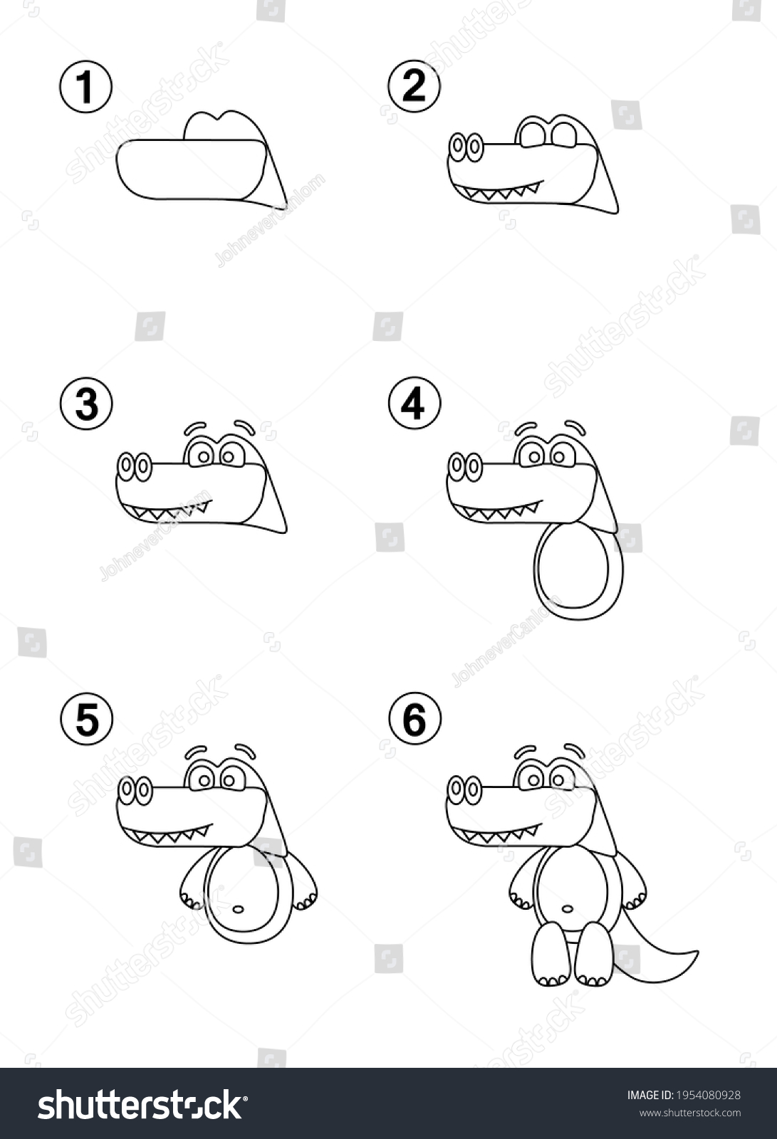 How Draw Animals Kids Stock Illustration 1954080928 | Shutterstock