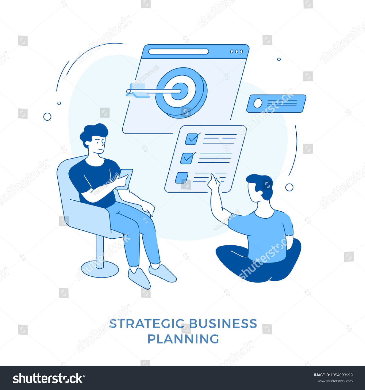 Linear Flat Strategic Business Planning Male Stock Vector (Royalty Free ...