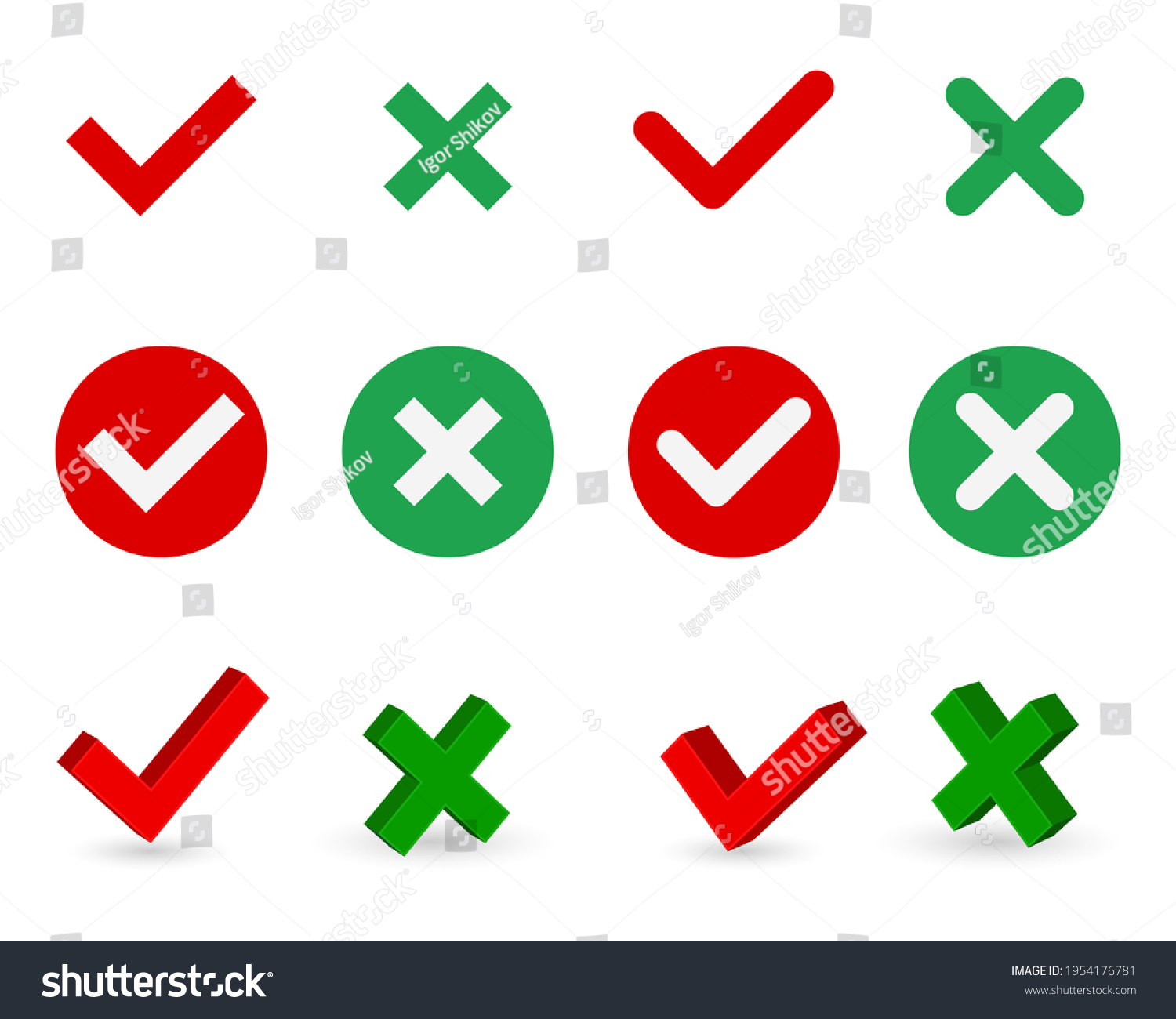 Check Mark X Checkbox 3d Icon Stock Vector (Royalty Free) 1954176781 ...