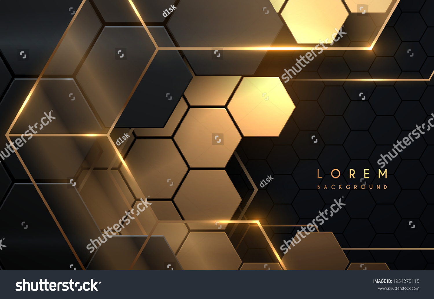 Abstract Black Gold Hexagonal Luxury Background Stock Vector Royalty