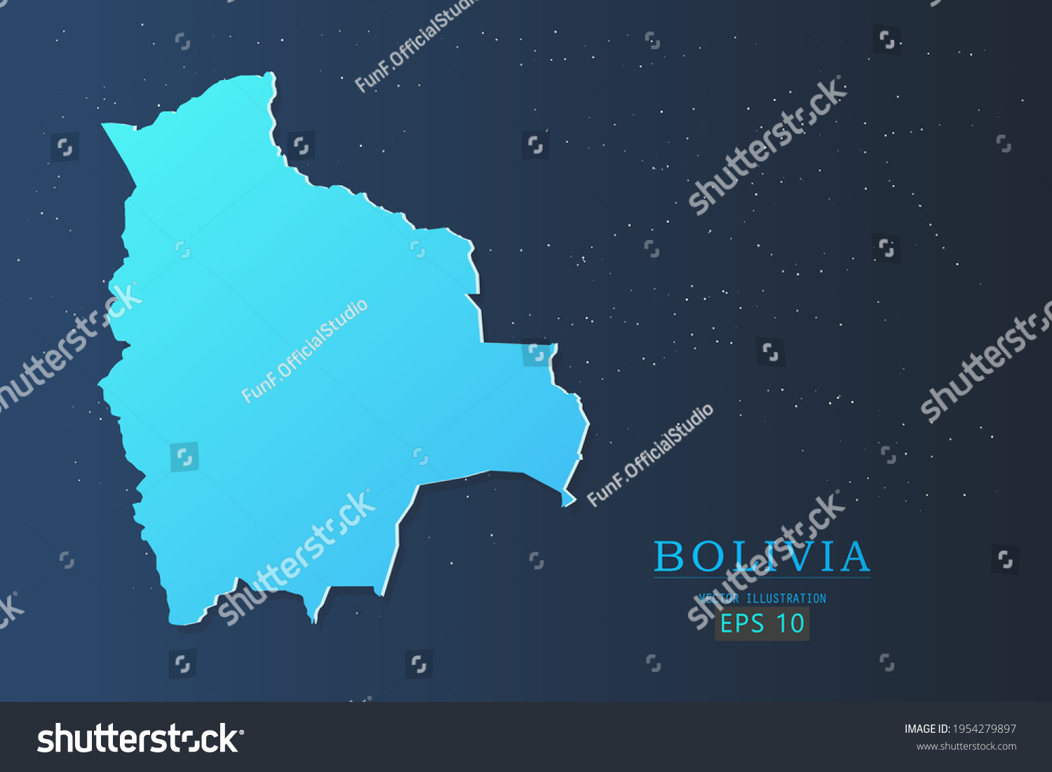 Bolivia Map World Map International Vector Stock Vector Royalty Free   Stock Vector Bolivia Map World Map International Vector Template With D Gradient Blue Color And Stars 1954279897 