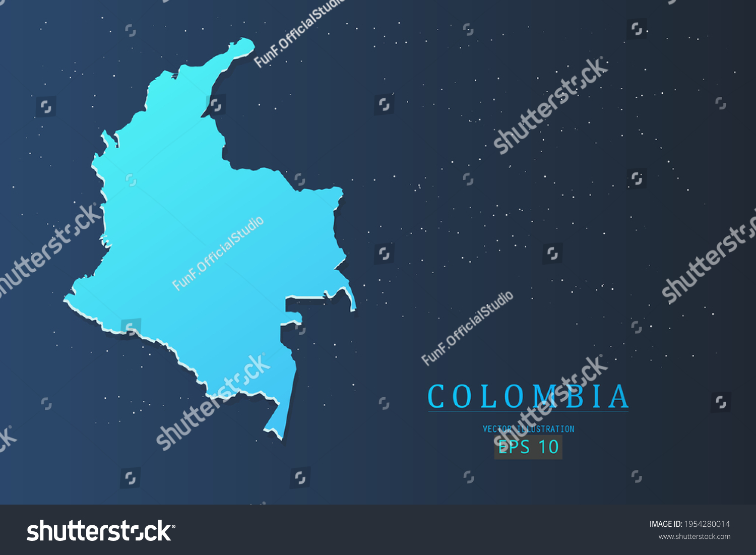 Colombia Map World Map International Vector Stock Vector Royalty Free Stock Vector Colombia Map World Map International Vector Template With D Gradient Blue Color And Stars 1954280014