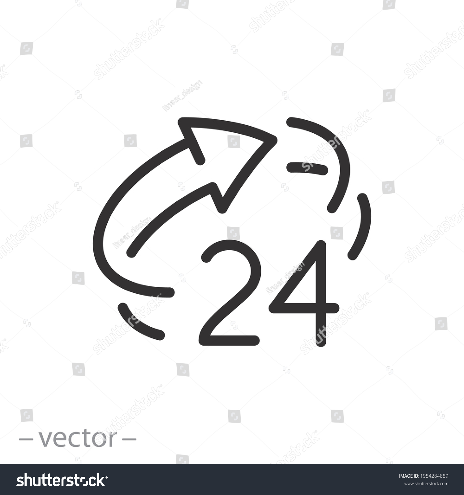 24 Hour Icon Around Clock Work Stock Vector (Royalty Free) 1954284889