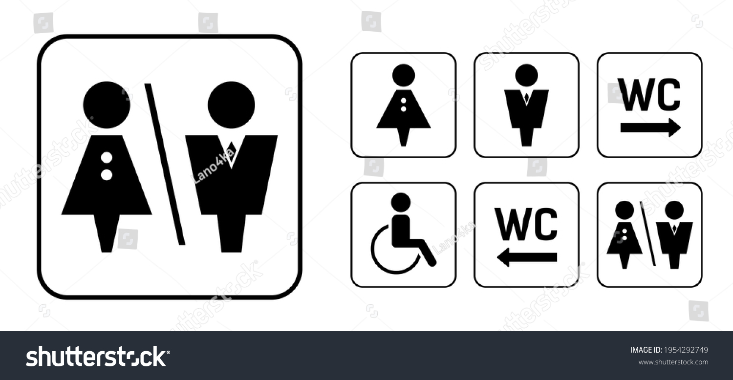 Wc Sign Icon Square Set Washroom Stock Vector (Royalty Free) 1954292749 ...