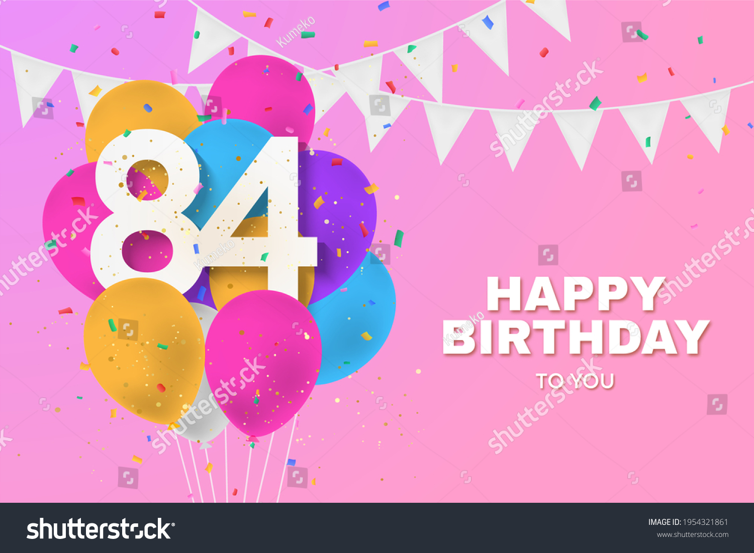 Happy 84th Birthday Balloons Greeting Card Stock Illustration ...