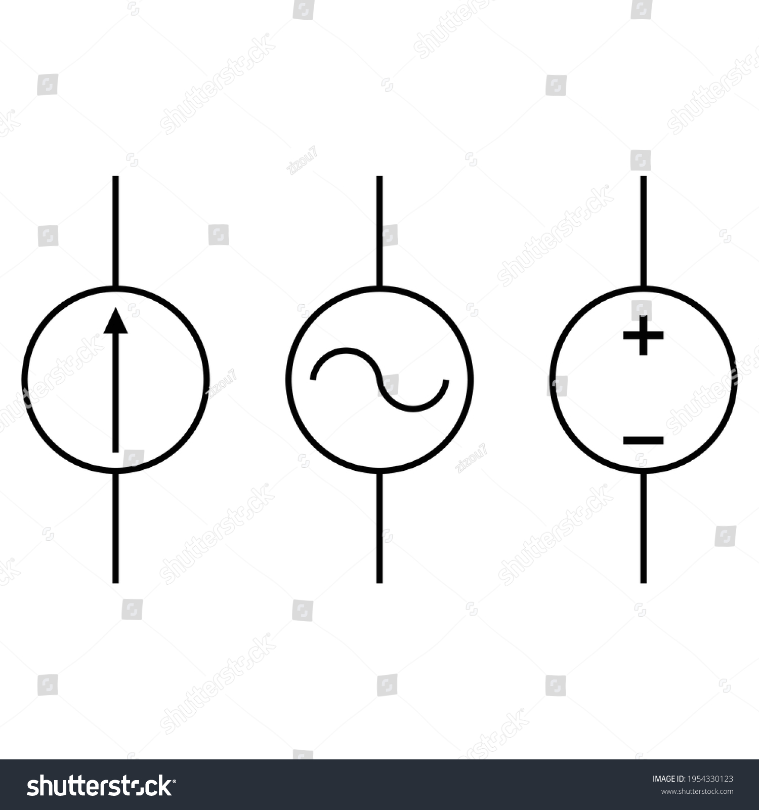 Current Voltage Source Schematic Symbol Stock Vector (Royalty Free ...