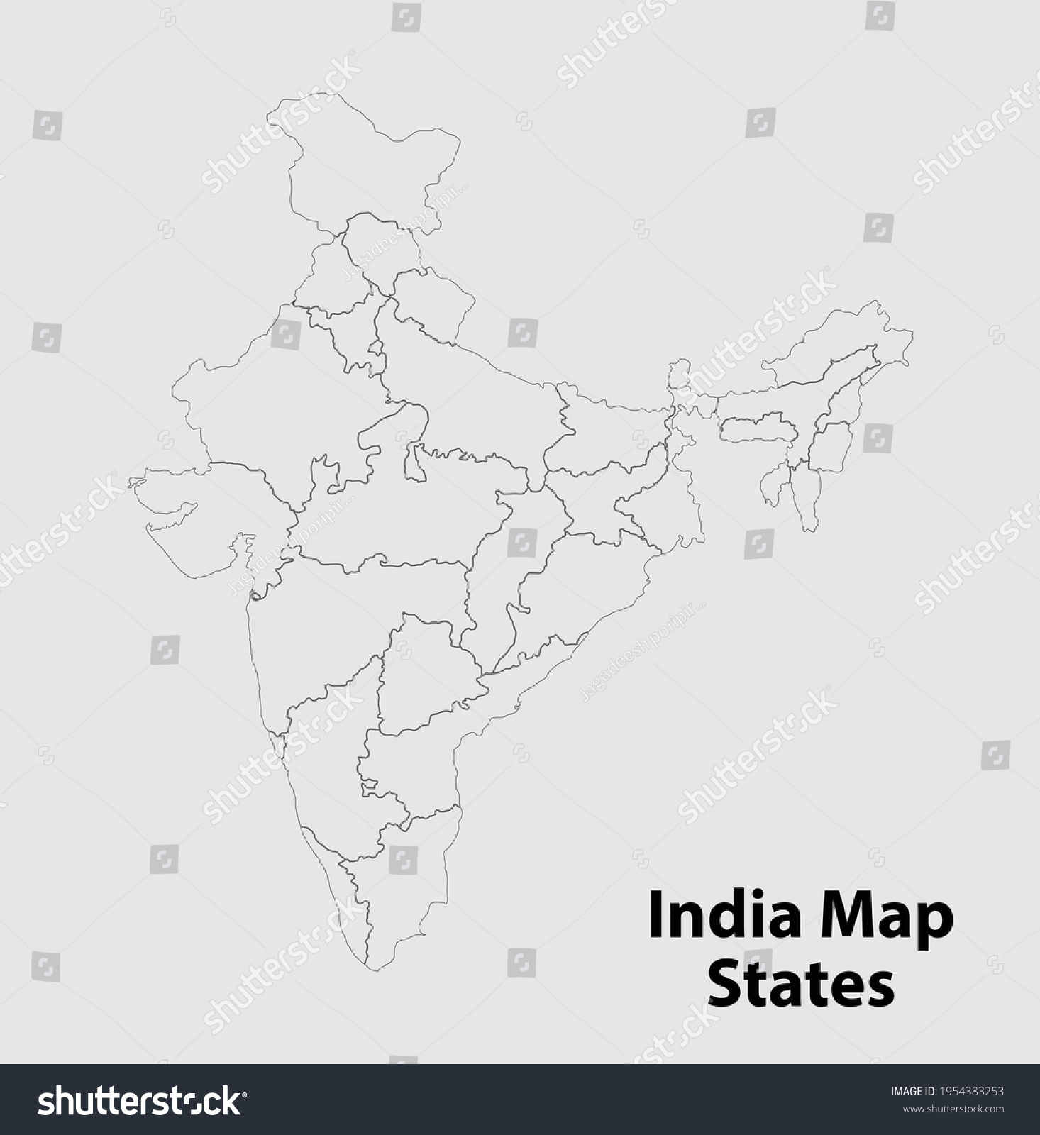 India Map States Vector Map White Stock Vector (Royalty Free ...