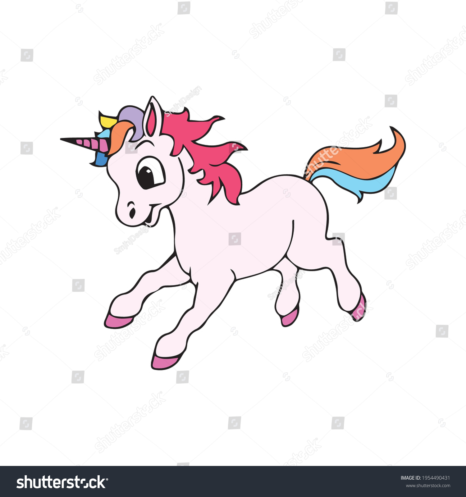 Cute Unicorn Vector Illustration Children Stock Vector (Royalty Free ...